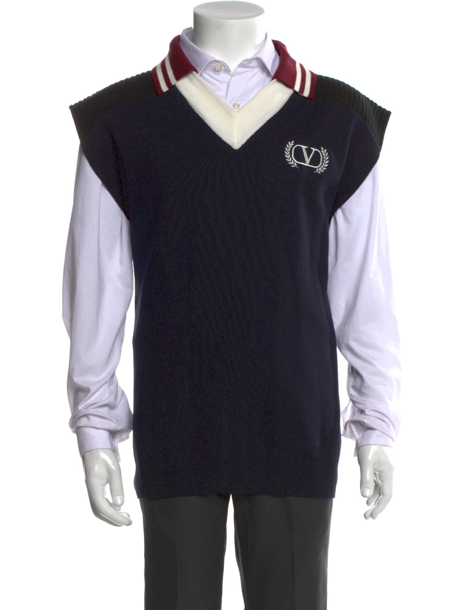 Valentino Colorblock Pattern V-Neck Sweater Vest