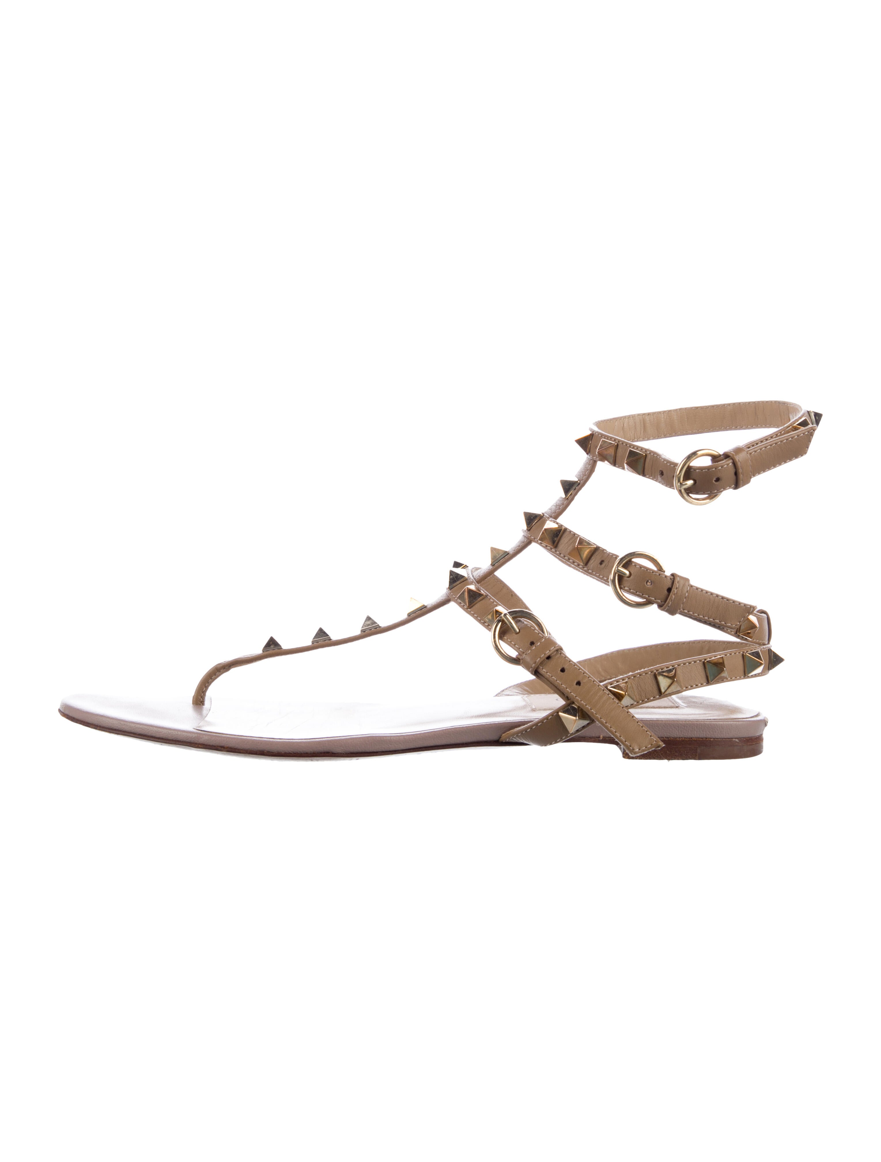Valentino Rockstud Accents Leather Gladiator Sandals