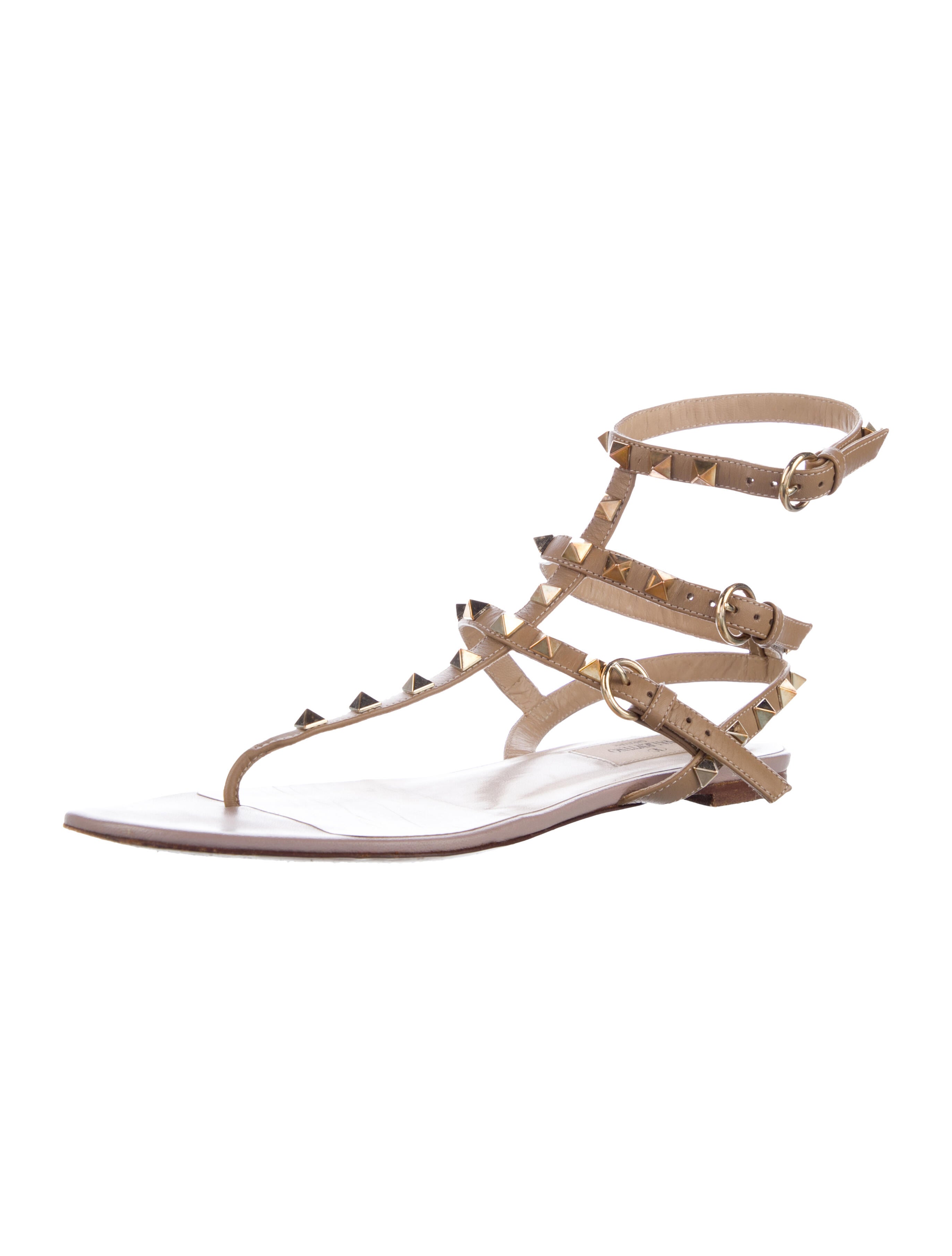 Valentino Rockstud Accents Leather Gladiator Sandals