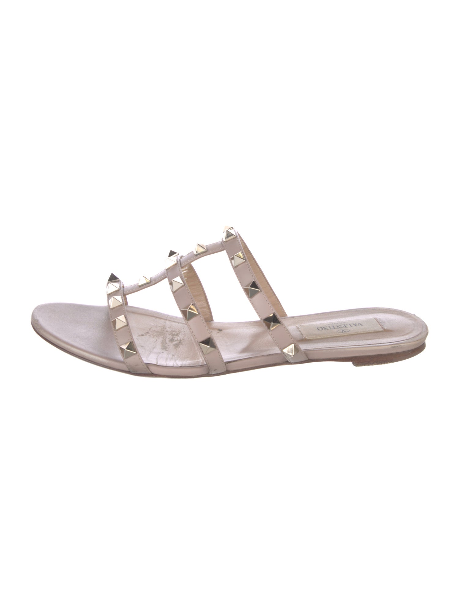 Valentino Rockstud Accents Leather Slides