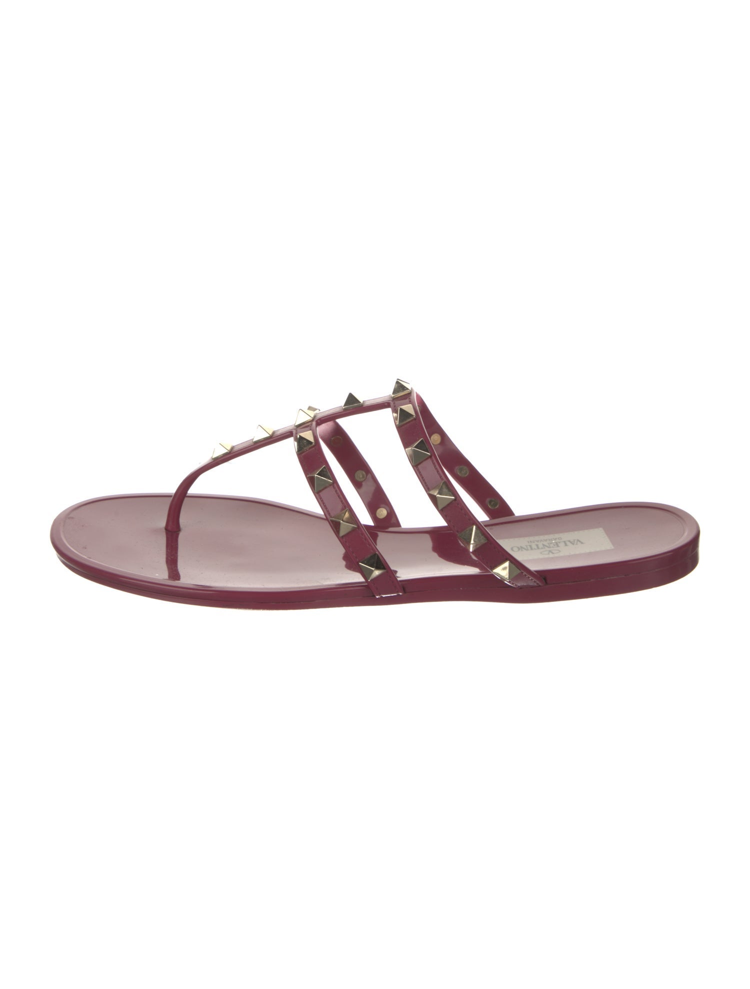Valentino Rockstud Accents Rubber T-Strap Sandals