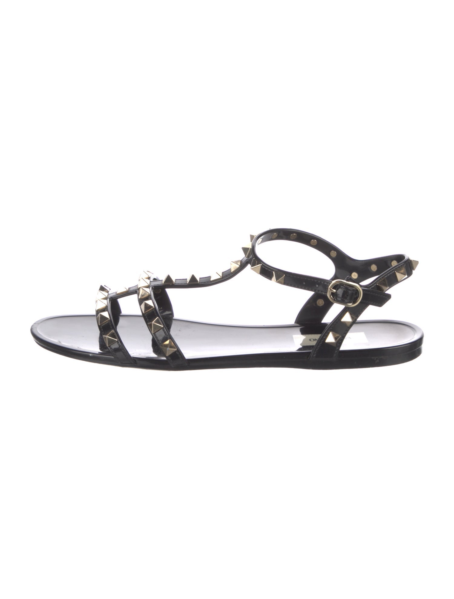 Valentino Rockstud Accents Rubber T-Strap Sandals