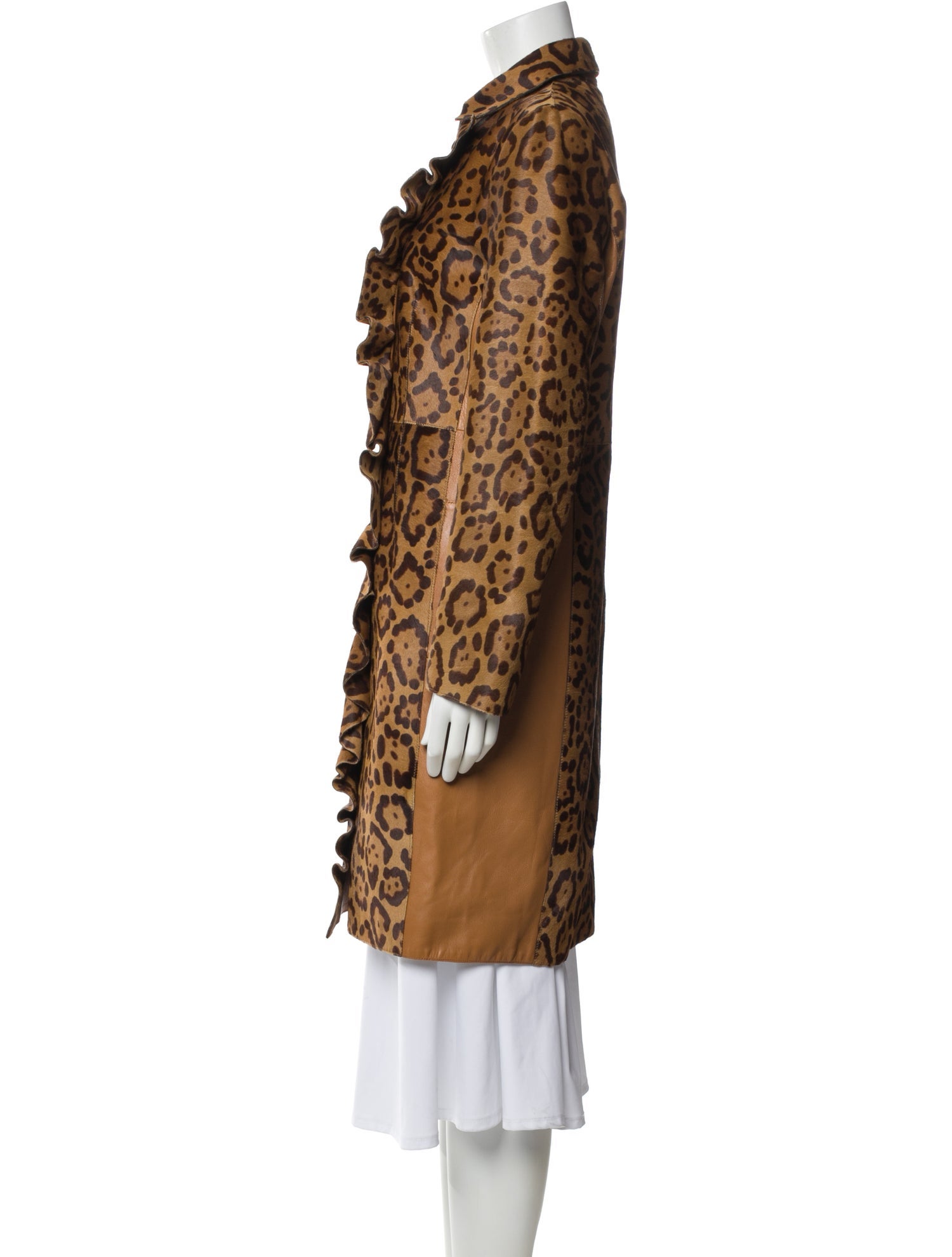 Valentino Calf Leather Animal Print Trench Coat