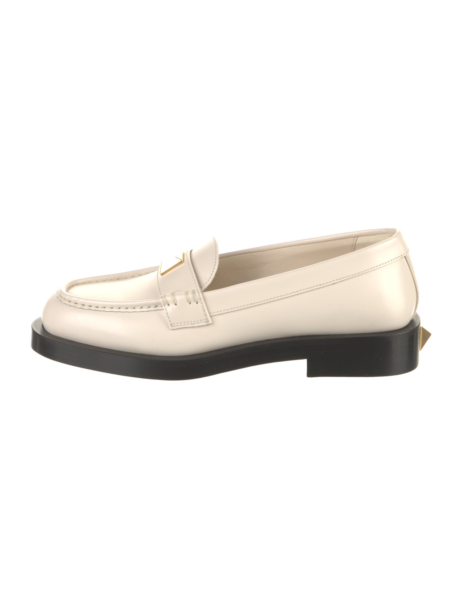 Valentino Leather Studded Accents Loafers