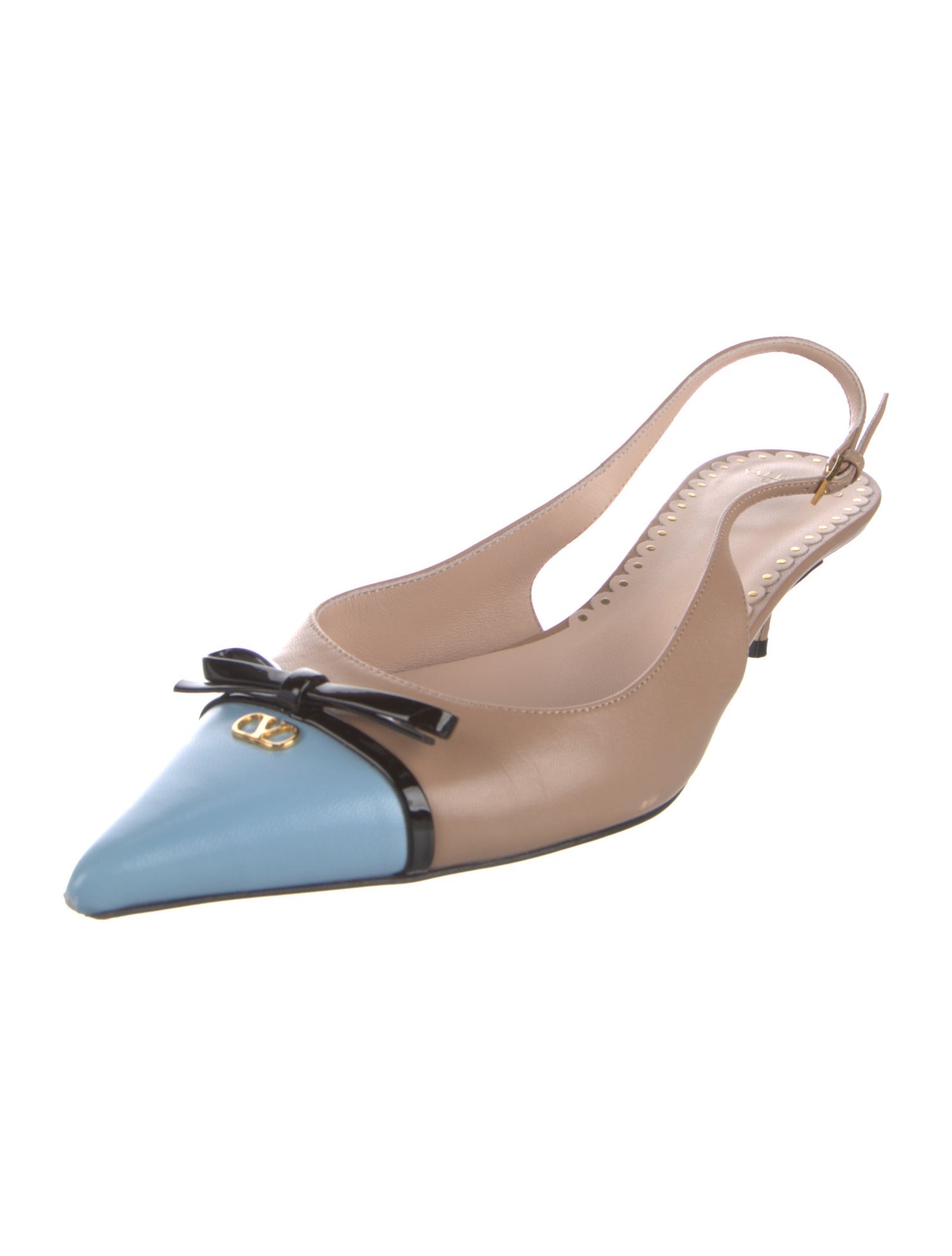 Valentino Rockstud Accents Leather Slingback Pumps