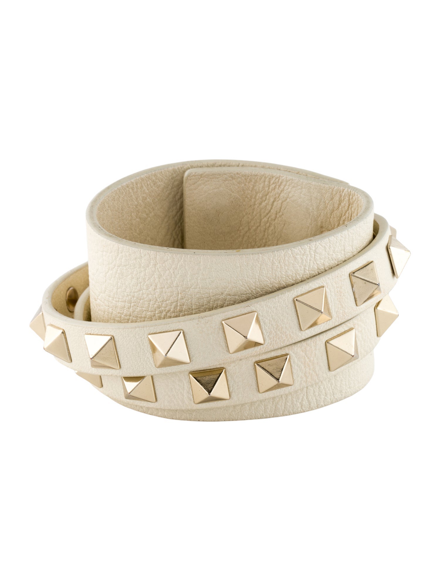 Valentino Leather Rockstud Double Wrap Bracelet