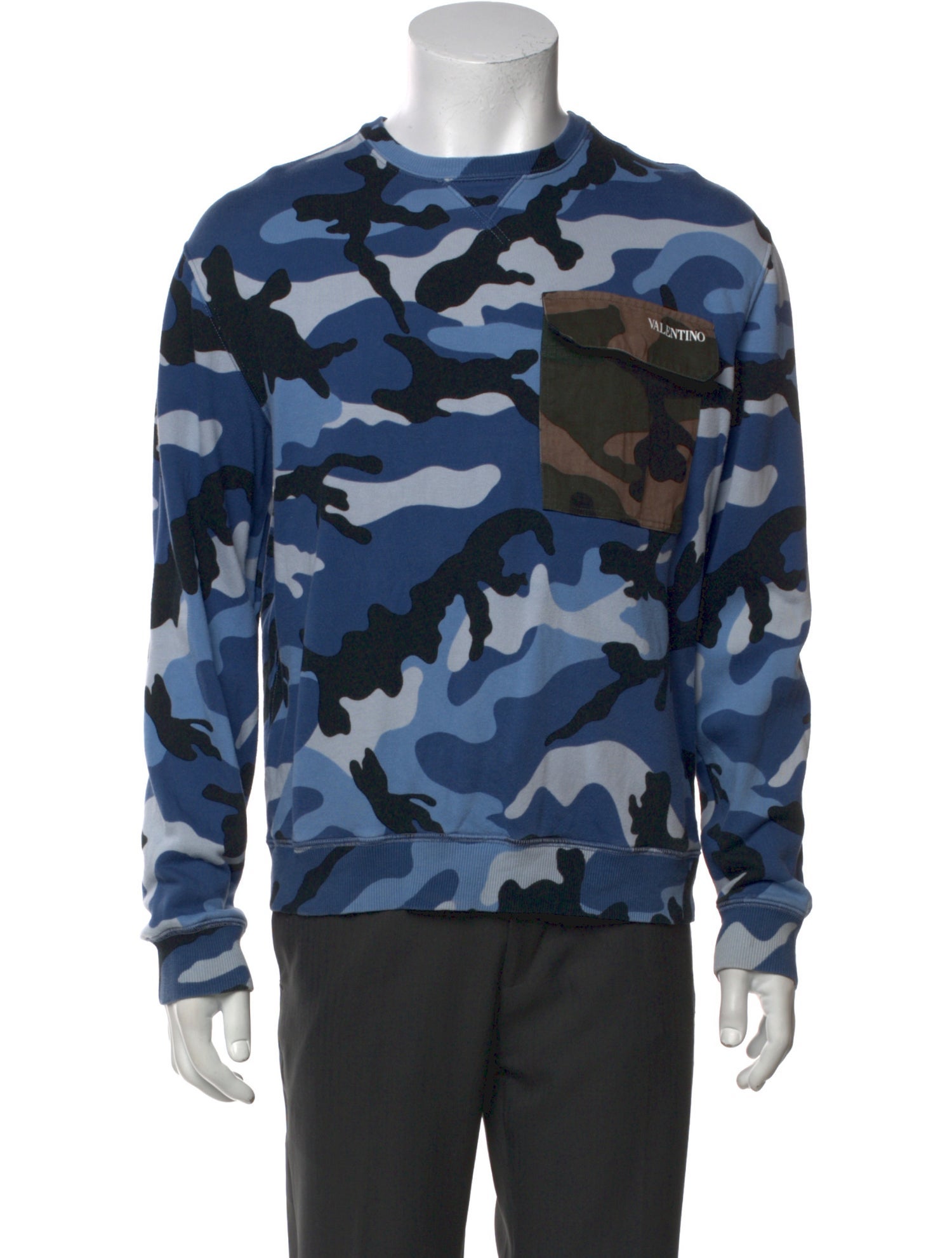 Valentino Camouflage Print Crew Neck Sweatshirt