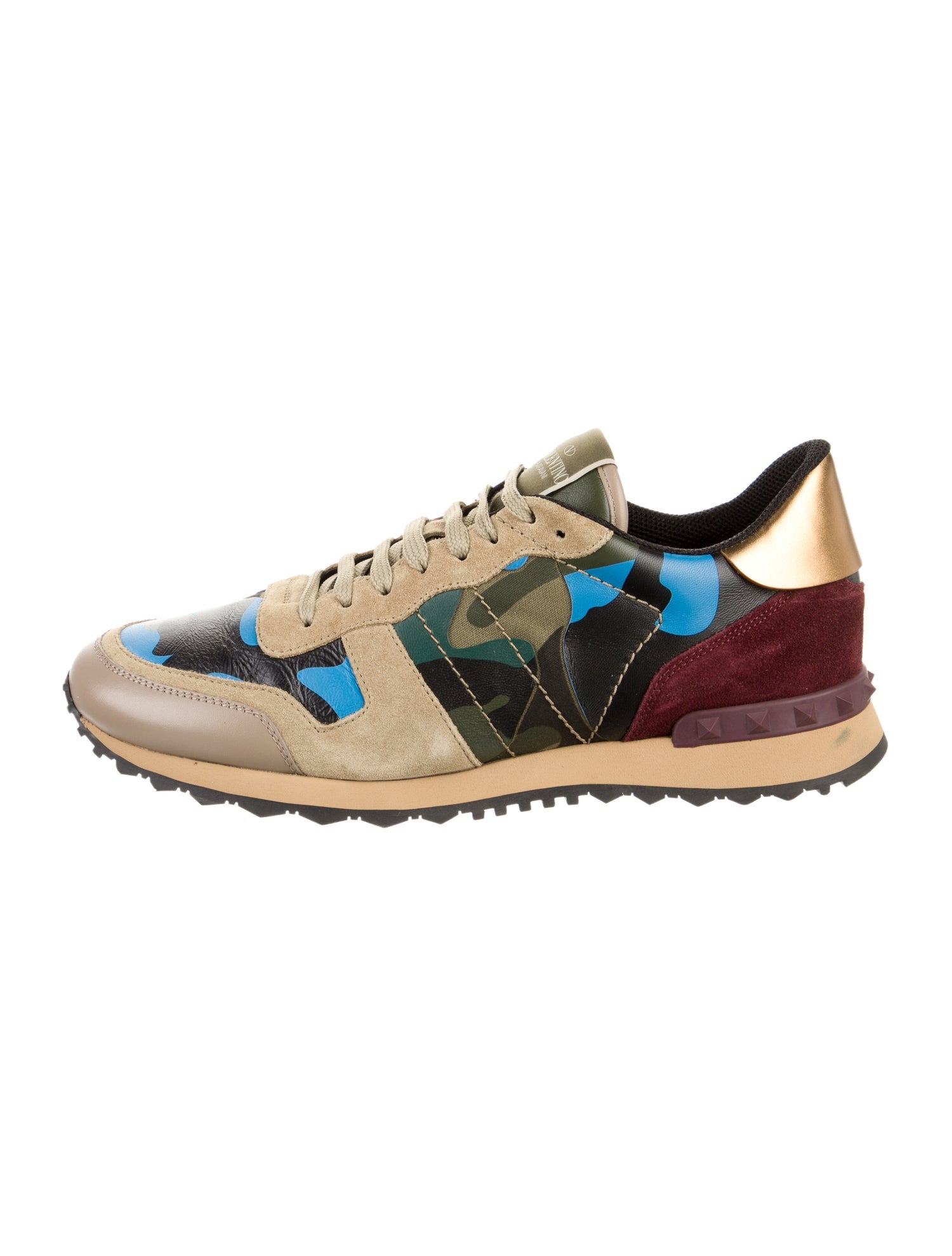 Valentino Rockstud Accents Leather Athletic Sneakers