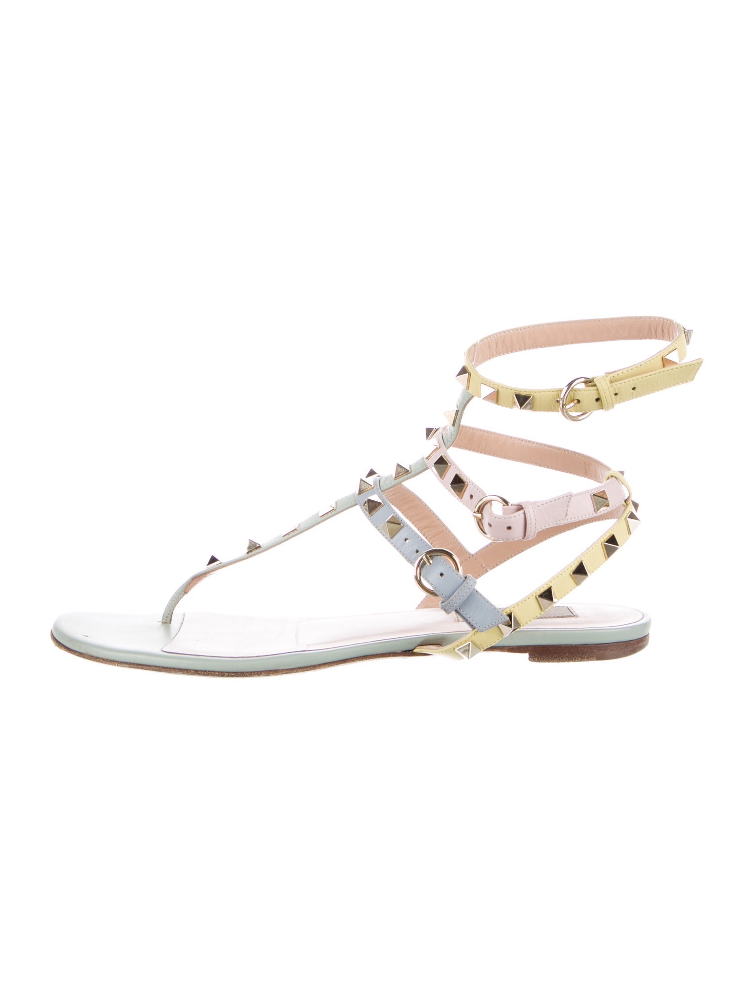 Valentino Rockstud Accents Leather Gladiator Sandals