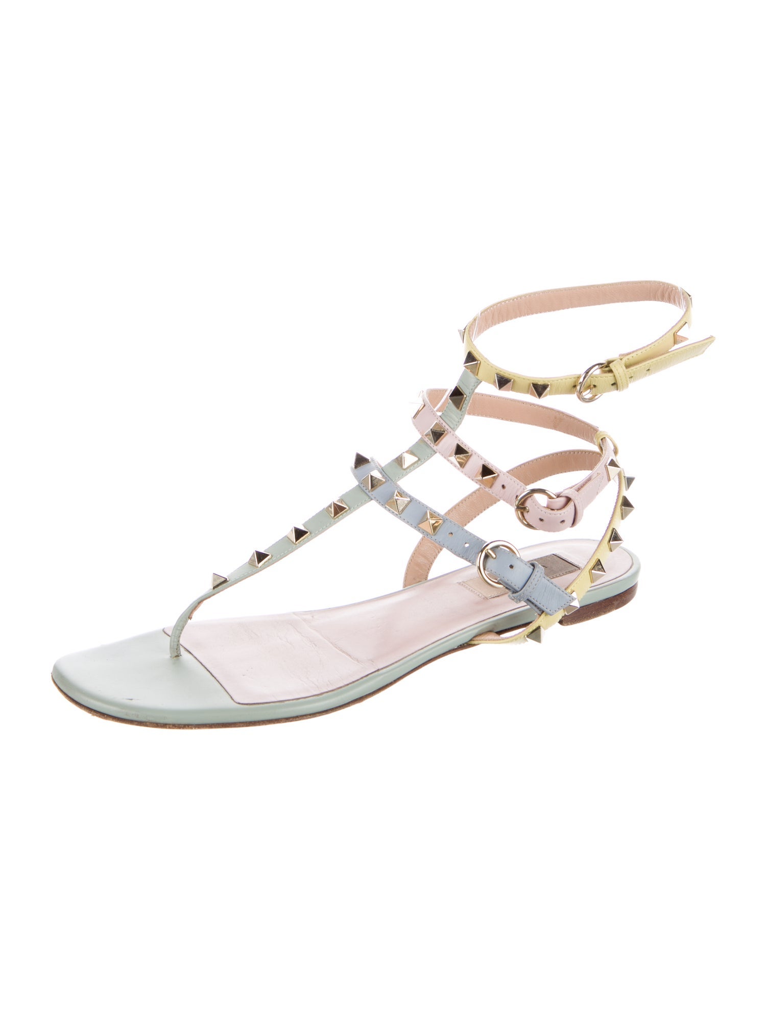 Valentino Rockstud Accents Leather Gladiator Sandals