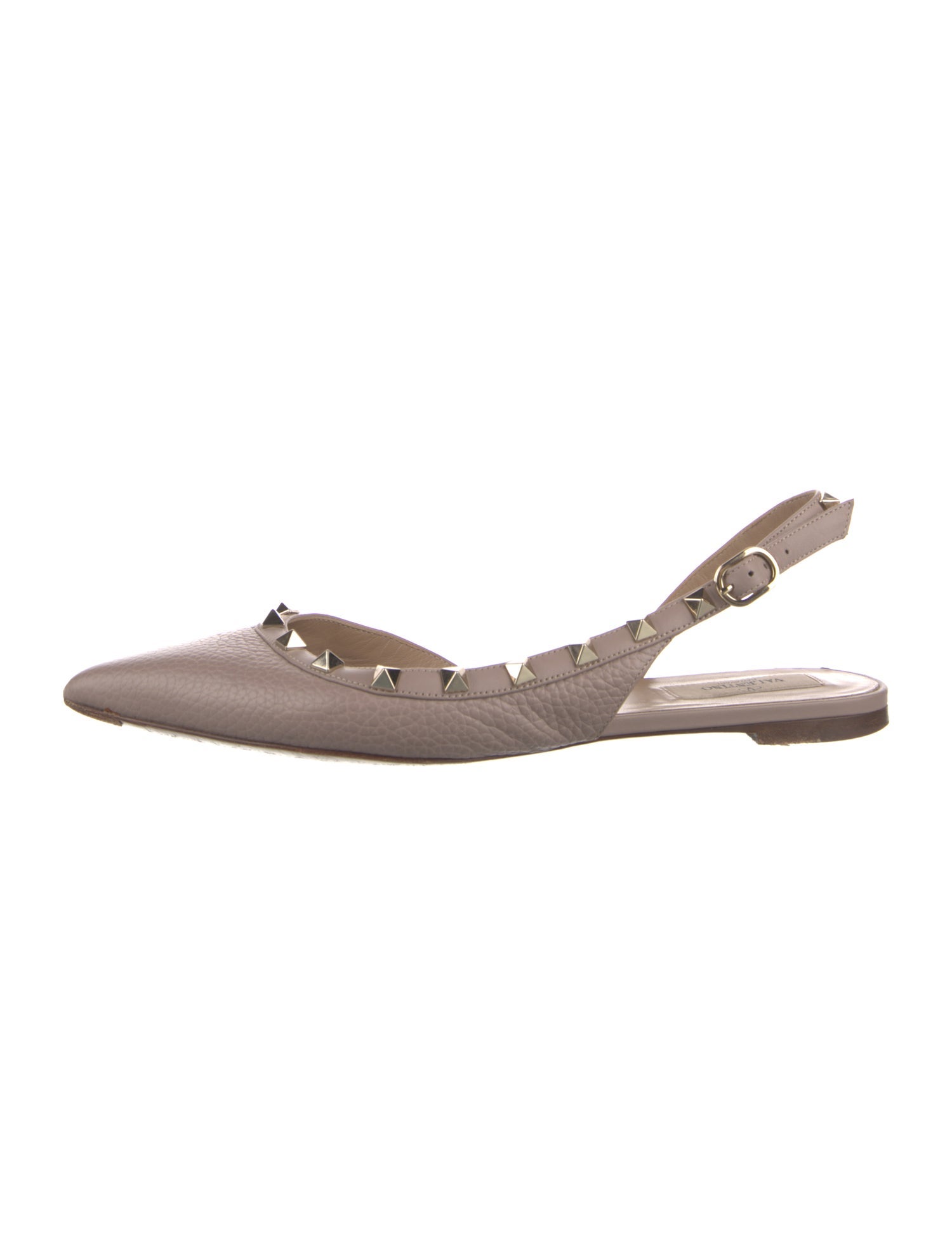 Valentino Rockstud Accents Leather Slingback Flats