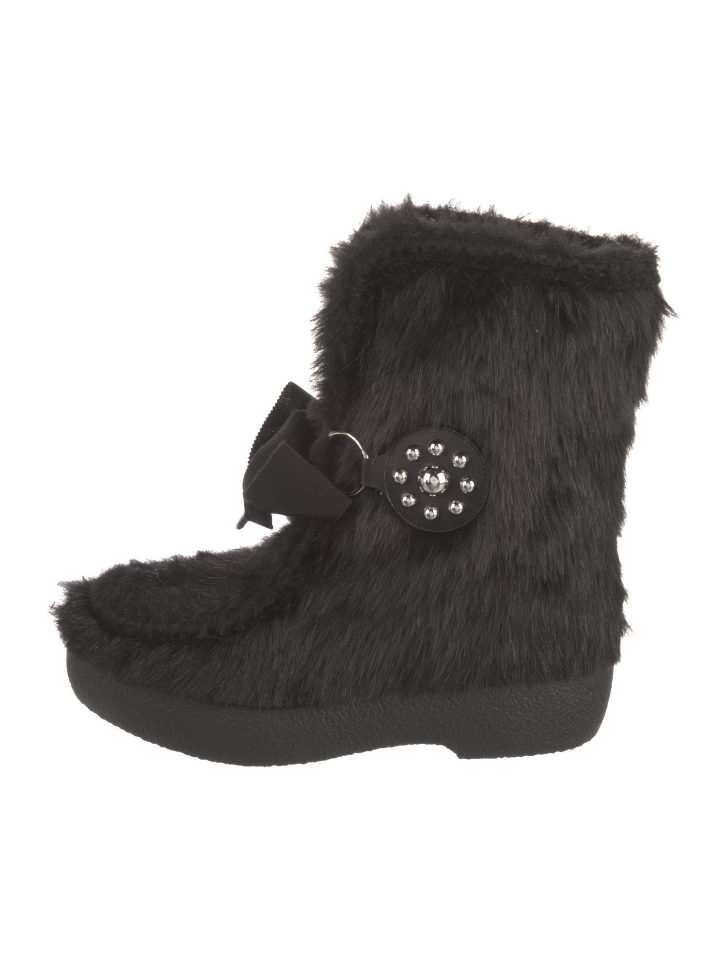 Valentino Fur Faux Fur Trim Lace-Up Boots