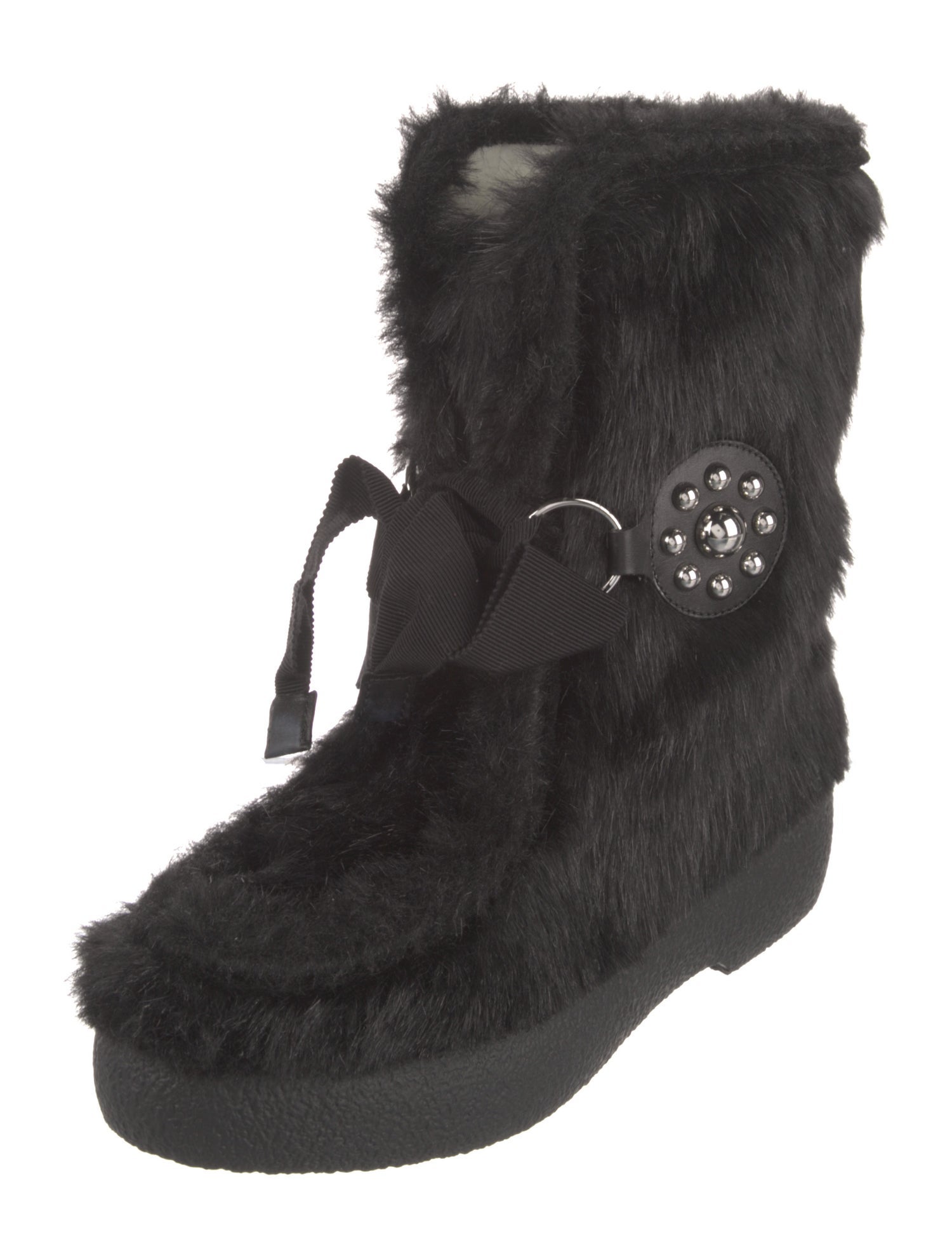 Valentino Fur Faux Fur Trim Lace-Up Boots