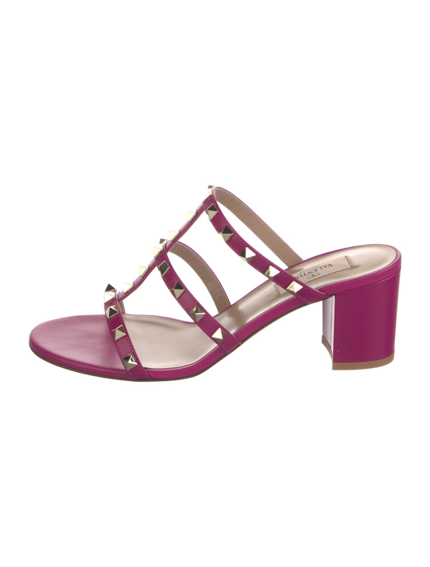 Valentino Rockstud Accents Leather T-Strap Sandals
