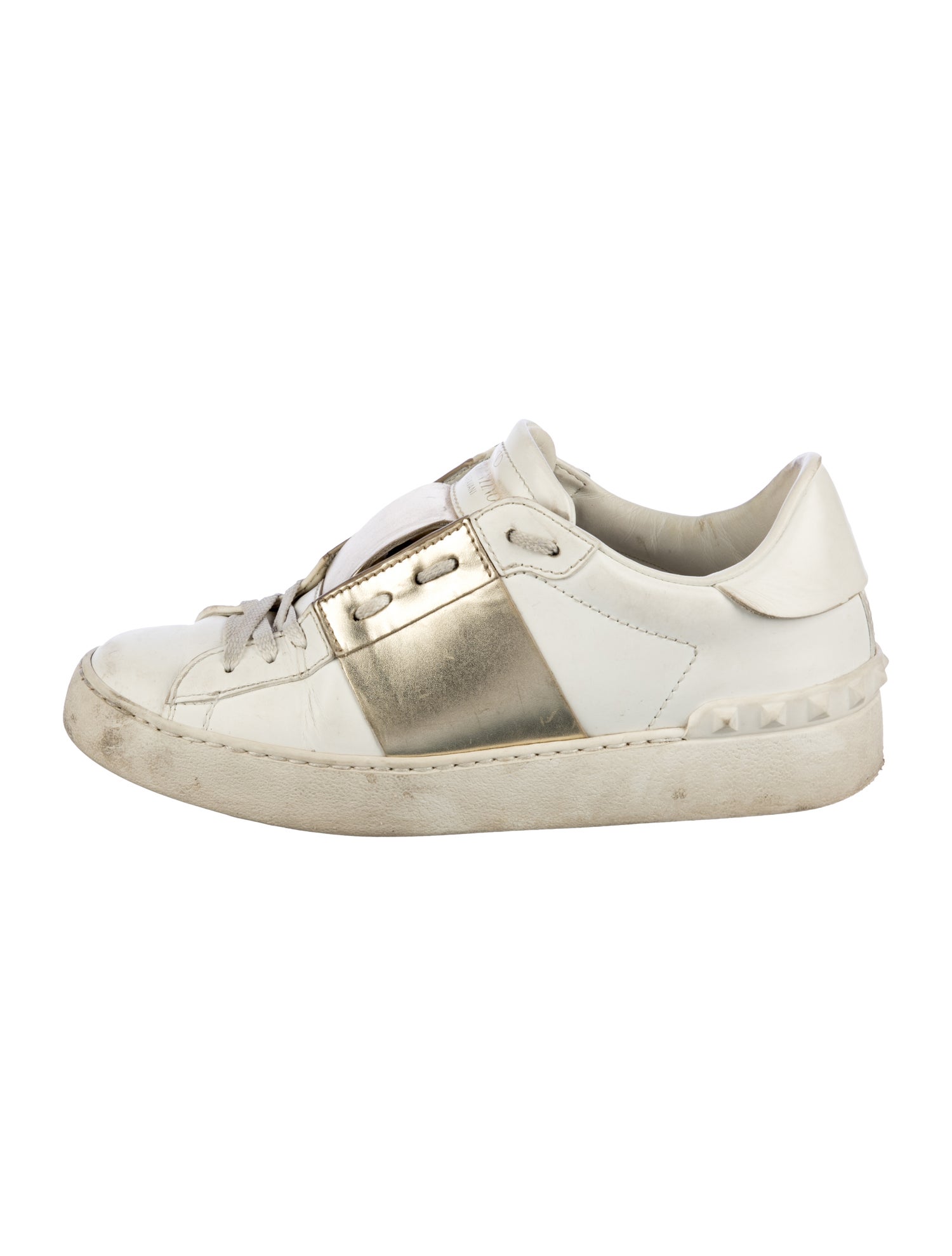 Valentino Rockstud Accents Leather Sneakers