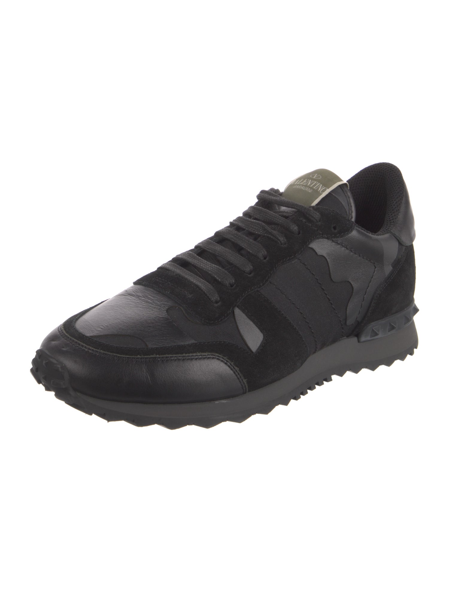Valentino Rockstud Accents Leather Sneakers