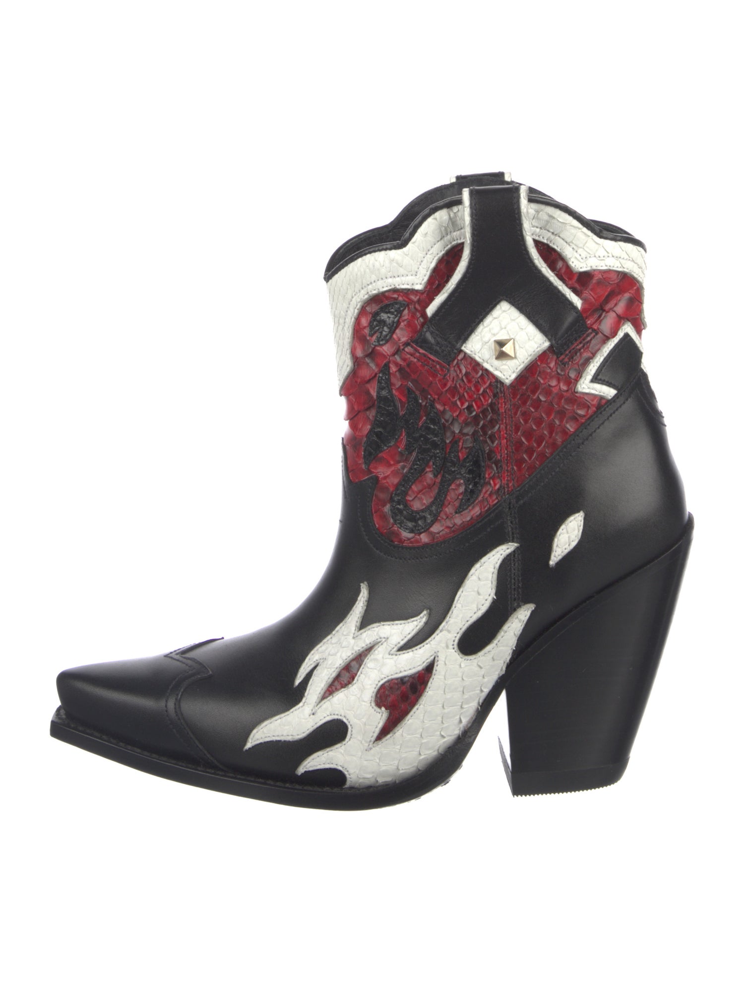 Valentino Rockstud Accents Leather Western Boots