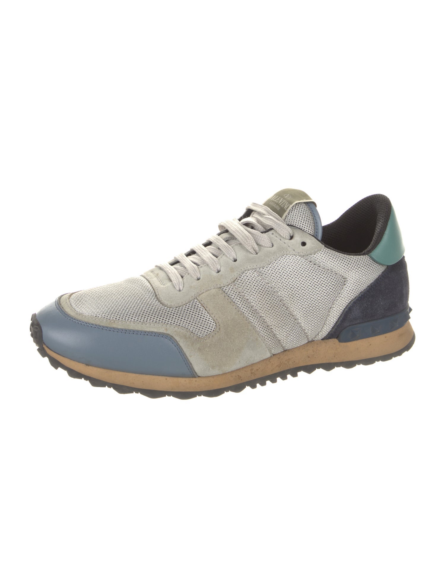 Valentino Suede Colorblock Pattern Sneakers