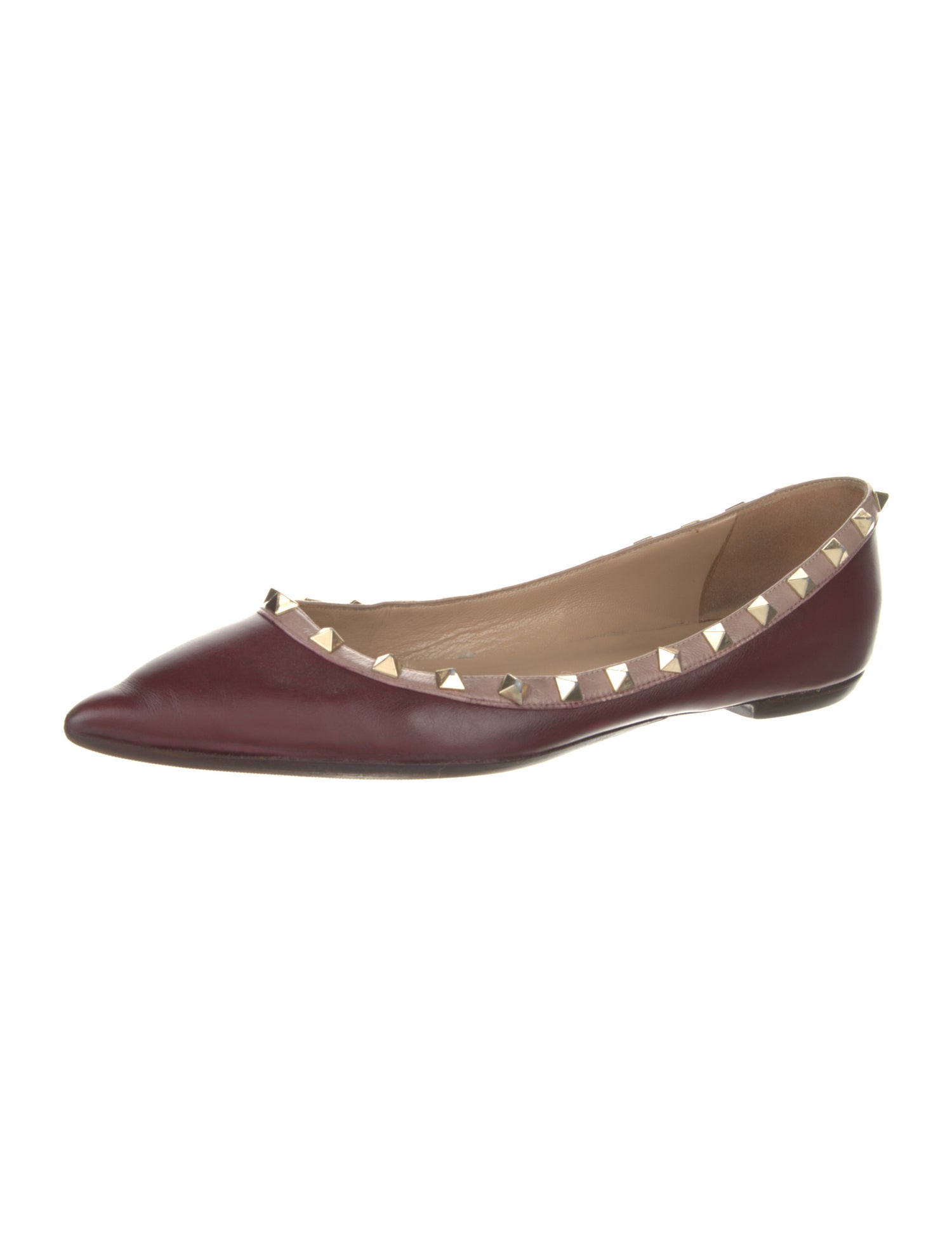 Valentino Rockstud Accents Leather Ballet Flats