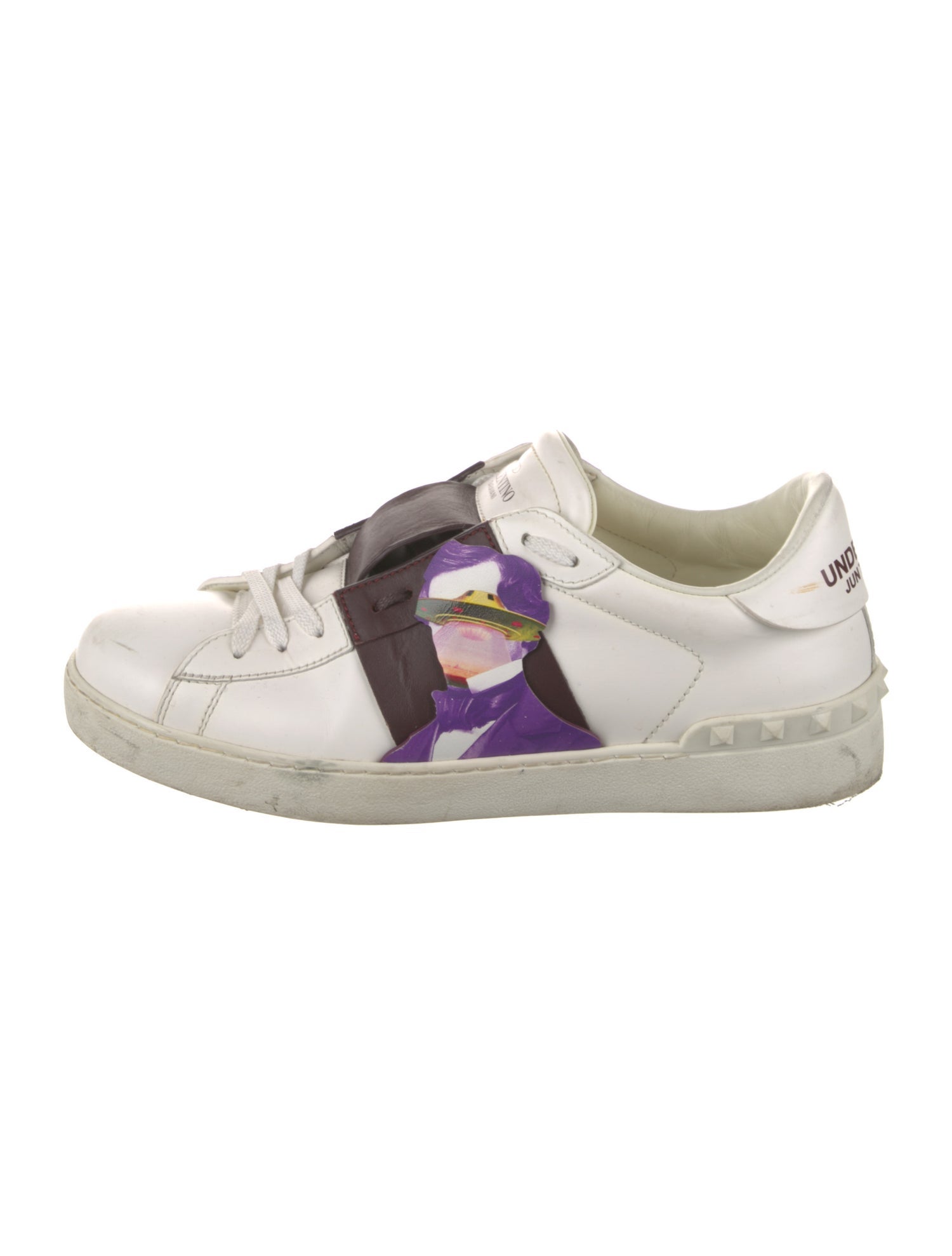 Valentino Rockstud Accents Leather Sneakers