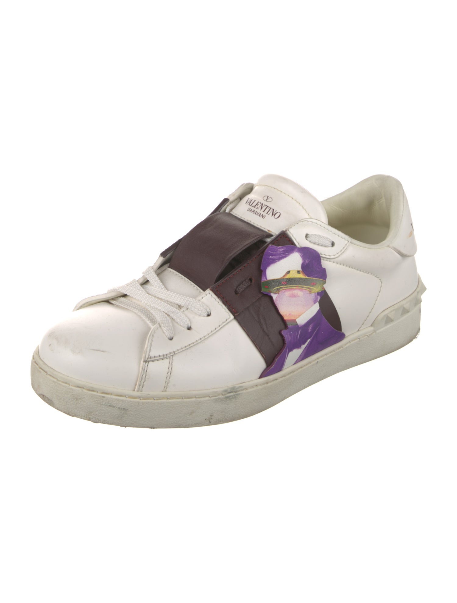 Valentino Rockstud Accents Leather Sneakers