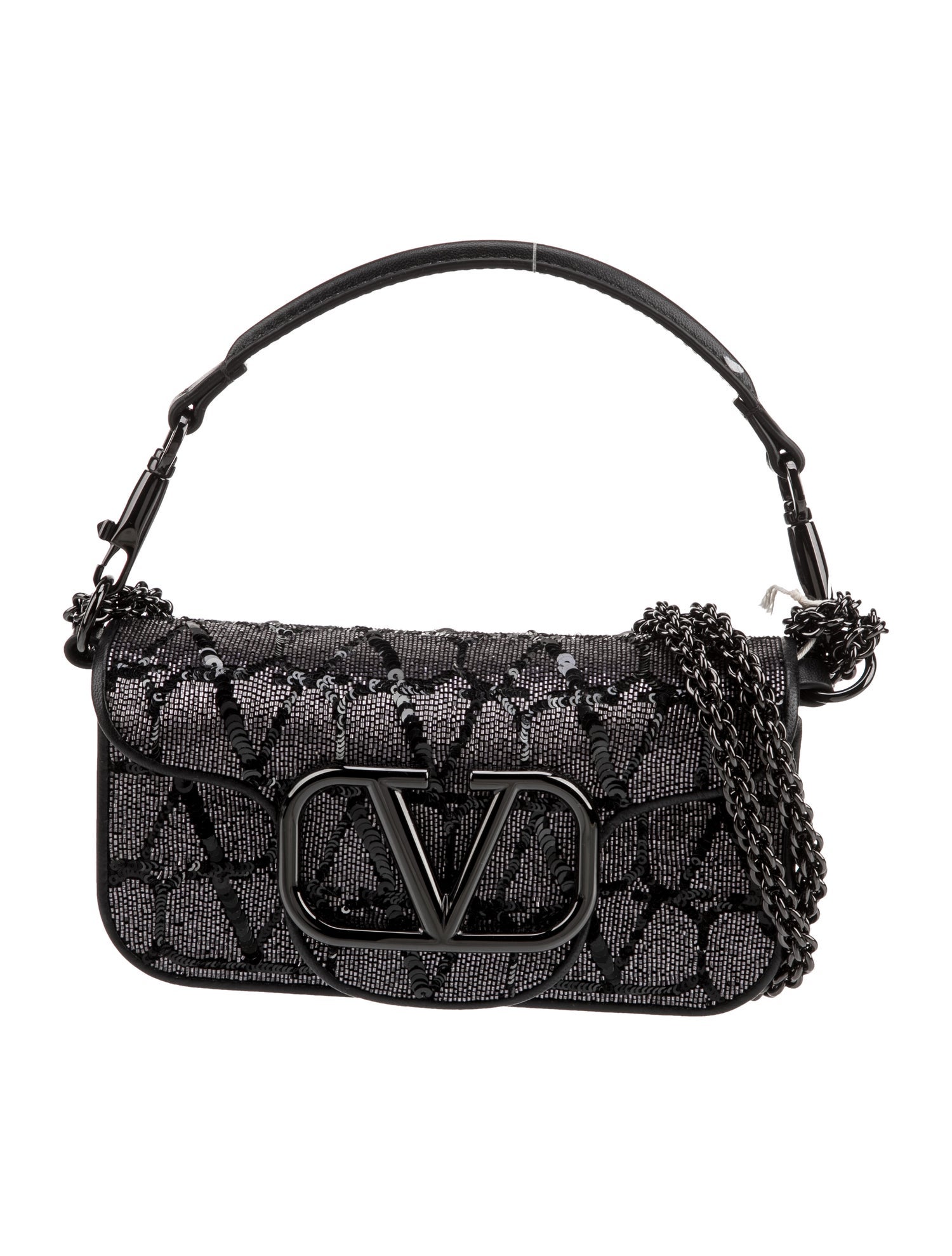 Valentino Sequins Vlogo Loco w/ Tags - Black Shoulder Bags