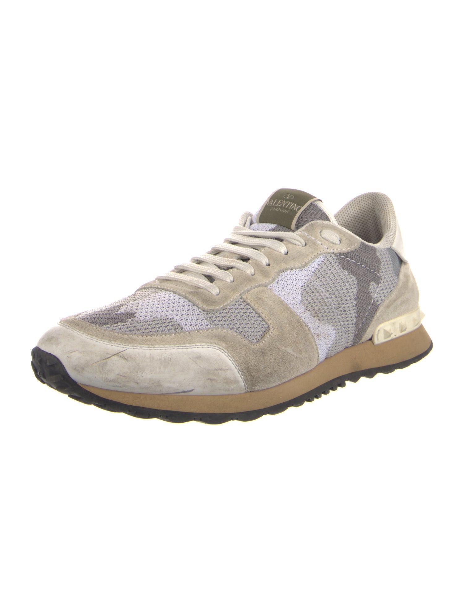 Valentino Rockstud Accents Leather Sneakers