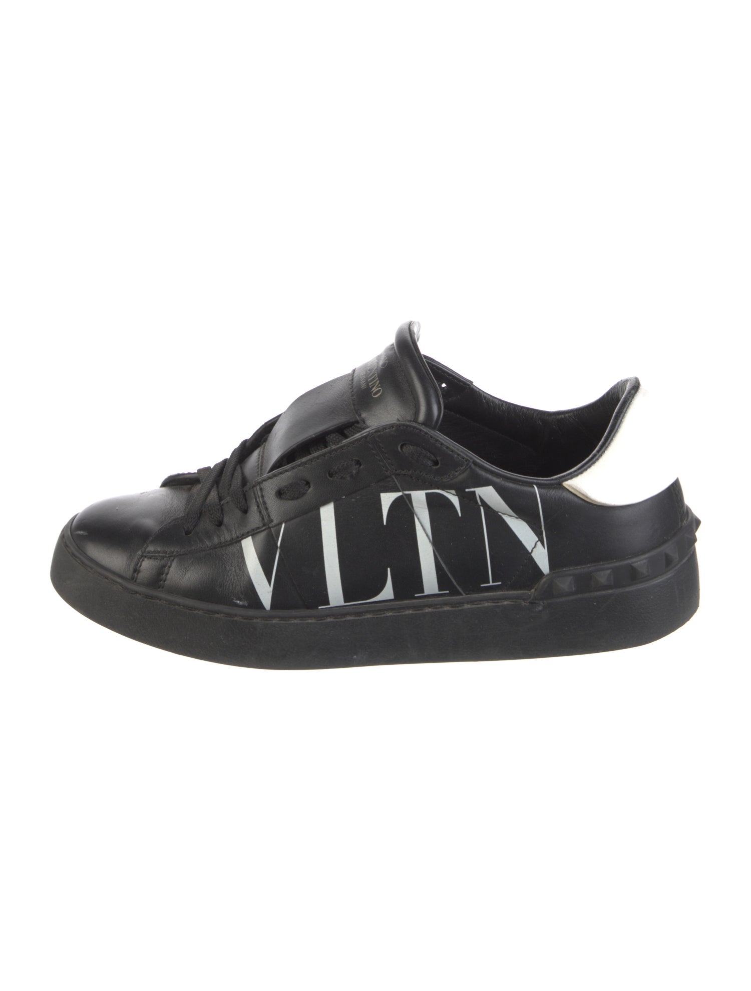 Valentino Rockstud Accents Leather Sneakers