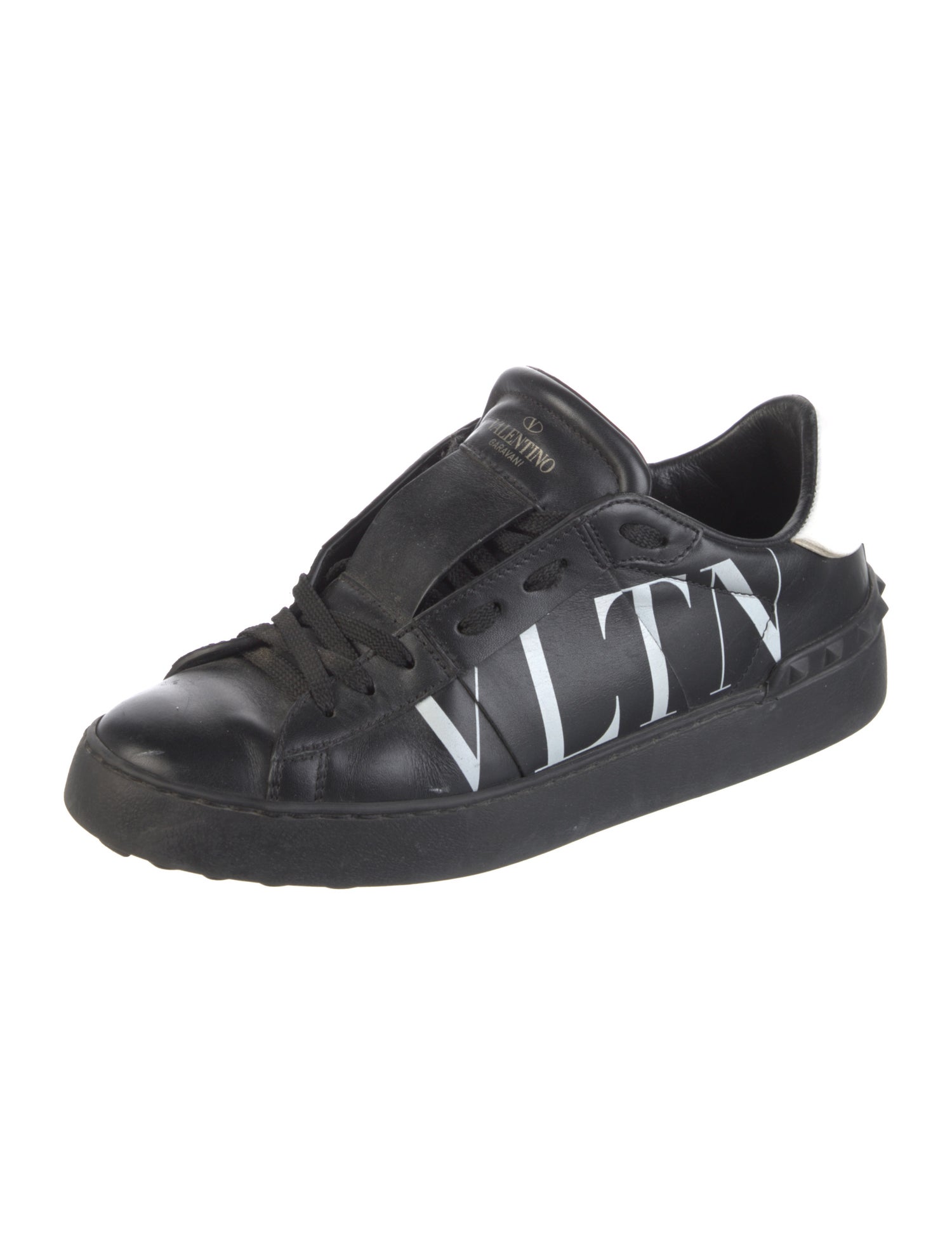 Valentino Rockstud Accents Leather Sneakers
