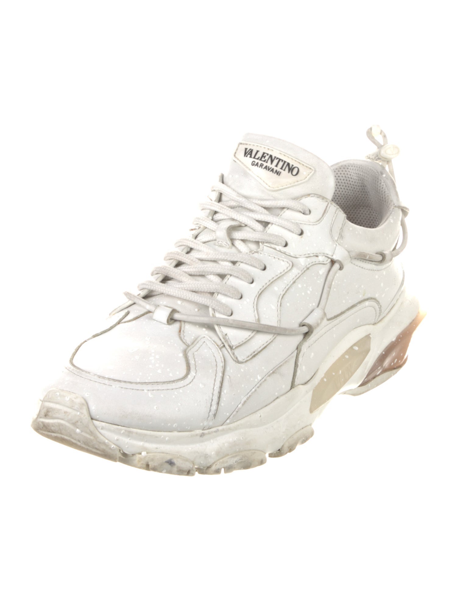 Valentino Rockstud Accents Leather Sneakers