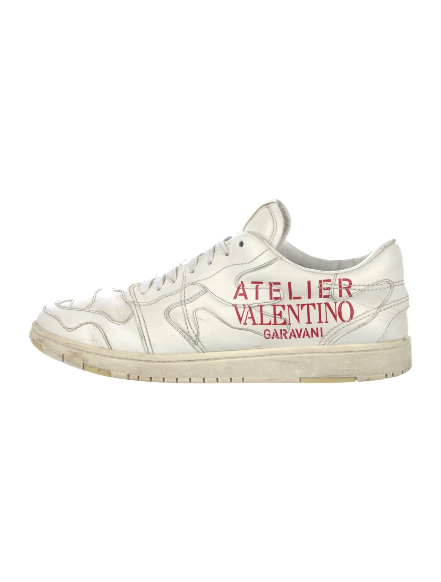 Valentino Leather Printed Sneakers