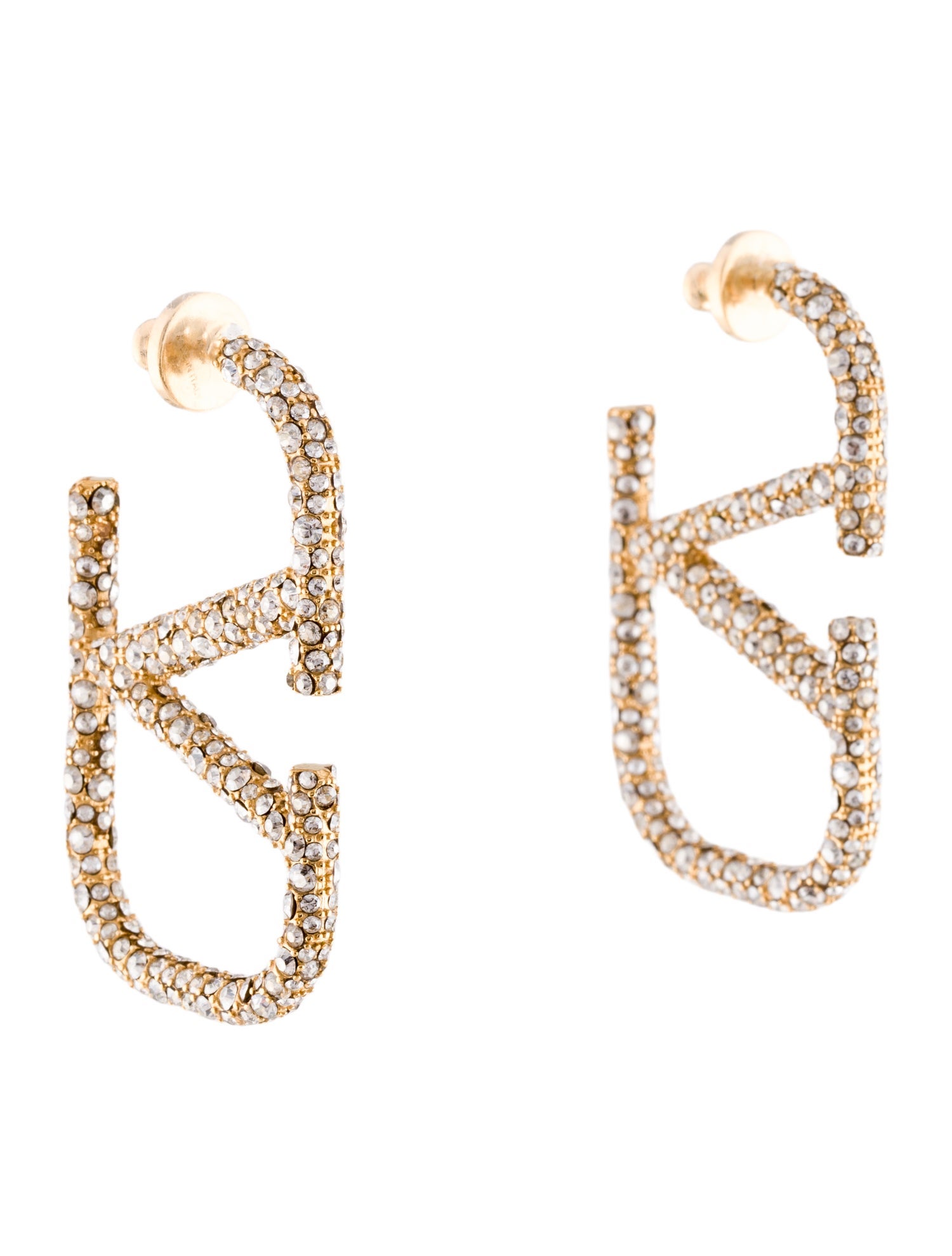 Valentino Crystal VLogo Signature Drop Earrings