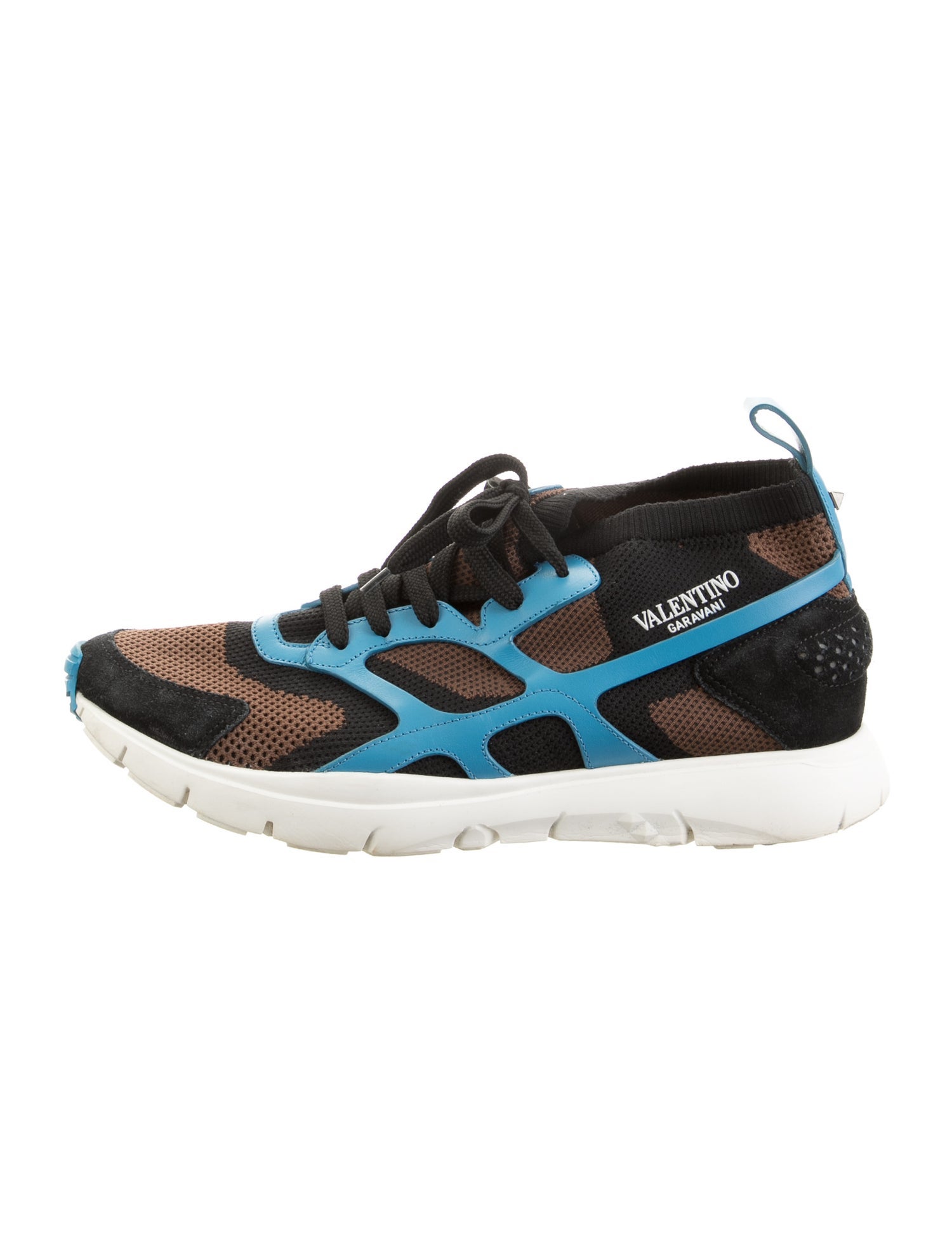 Valentino Rockstud Accents Suede Athletic Sneakers