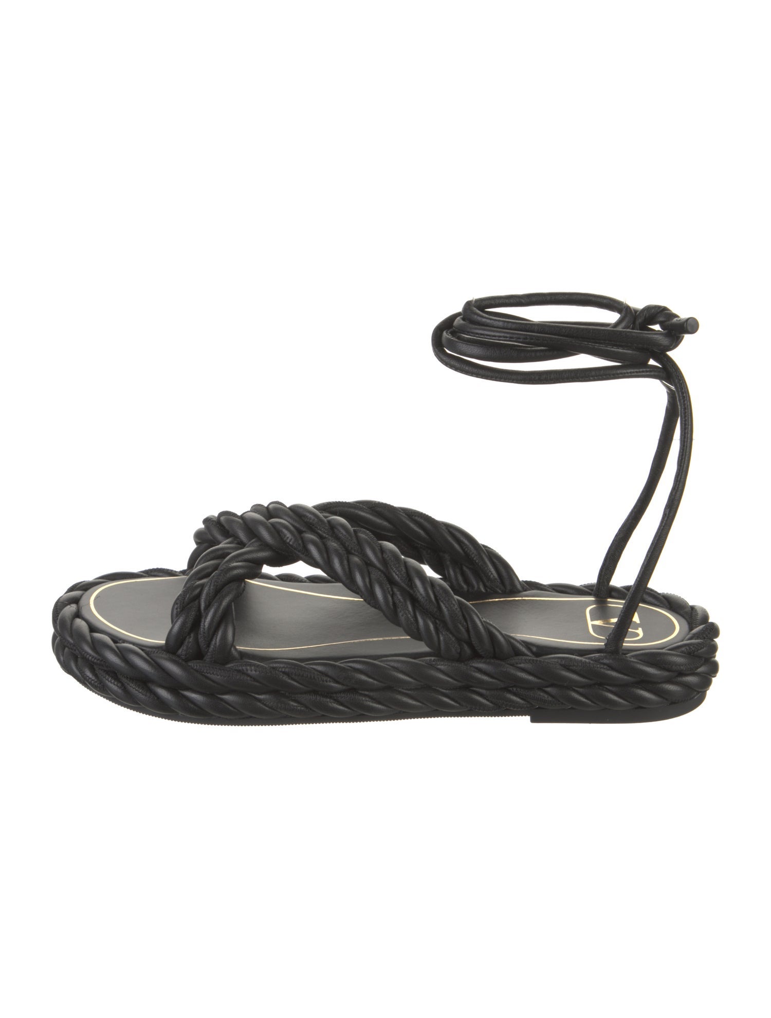 Valentino Leather Braided Accents Sandals