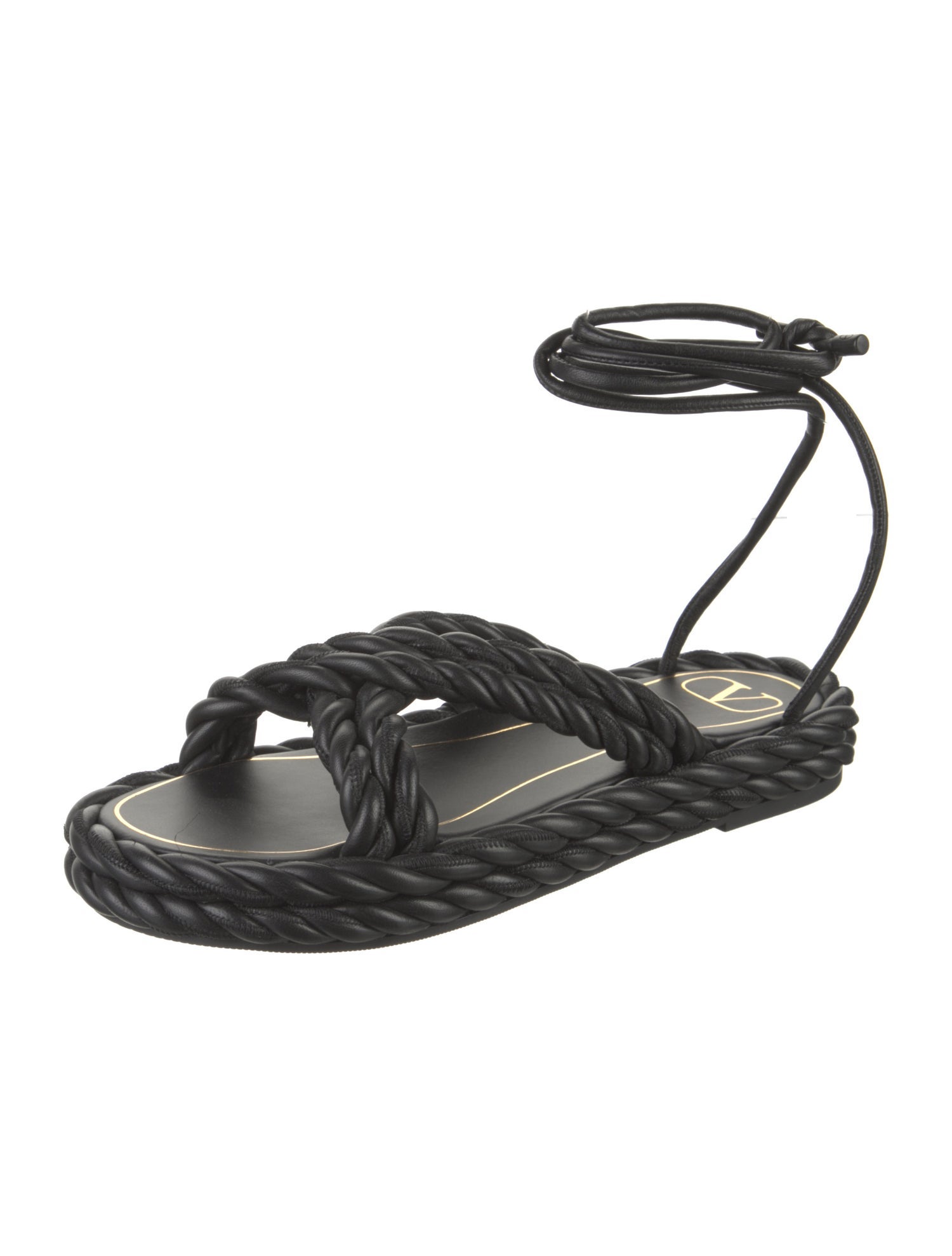 Valentino Leather Braided Accents Sandals