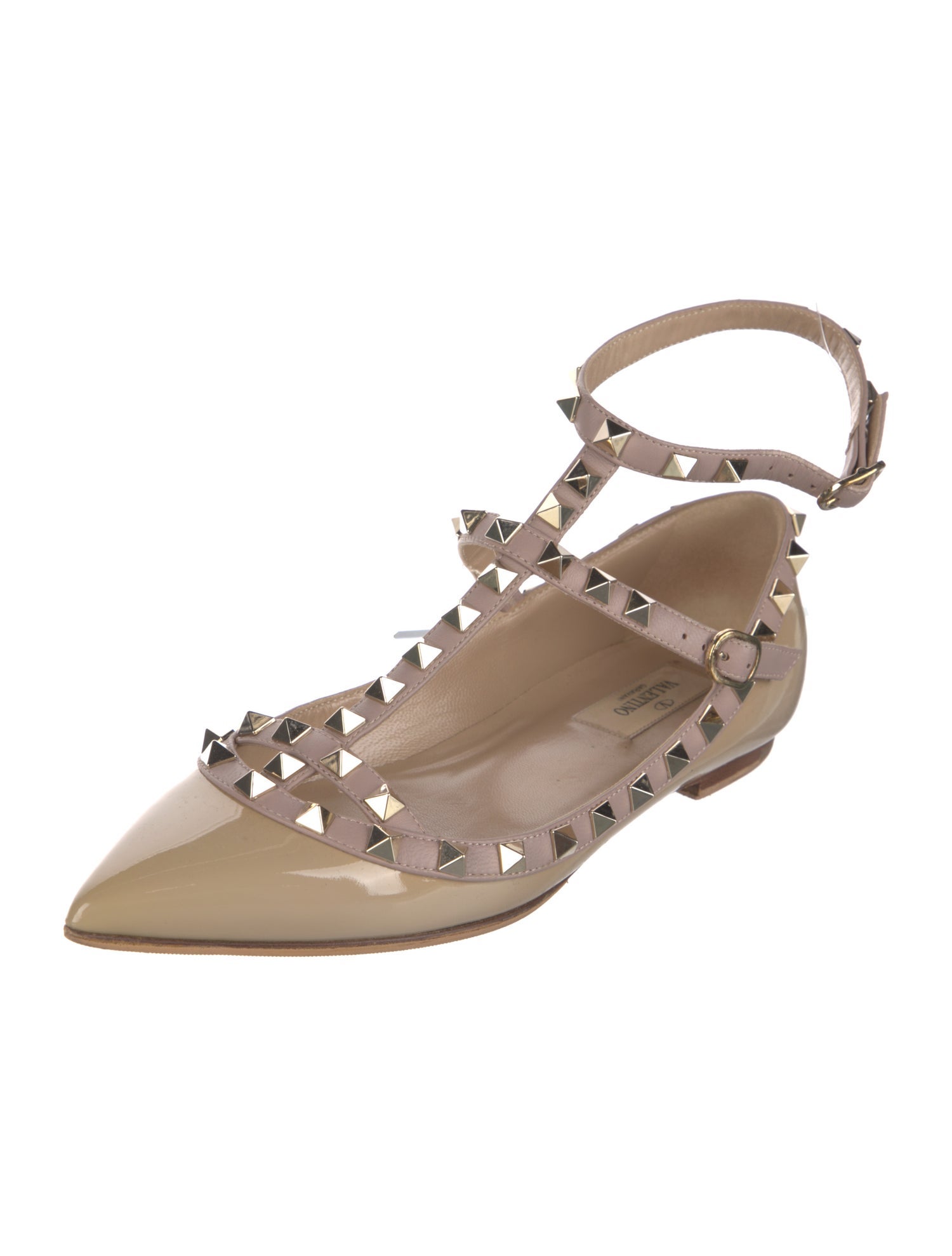 Valentino Rockstud Accents Patent Leather Ballet Flats