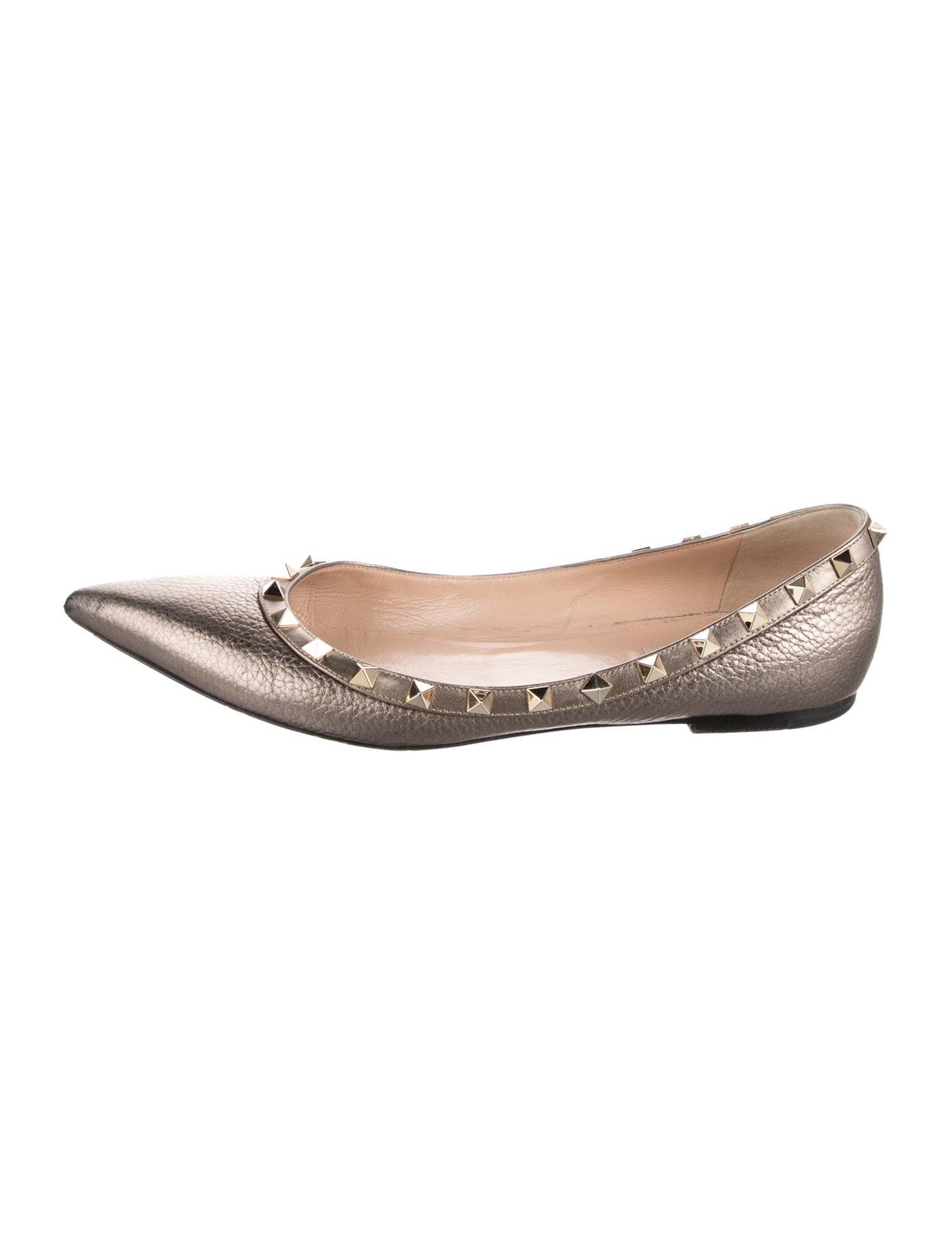 Valentino Rockstud Accents Leather Ballet Flats