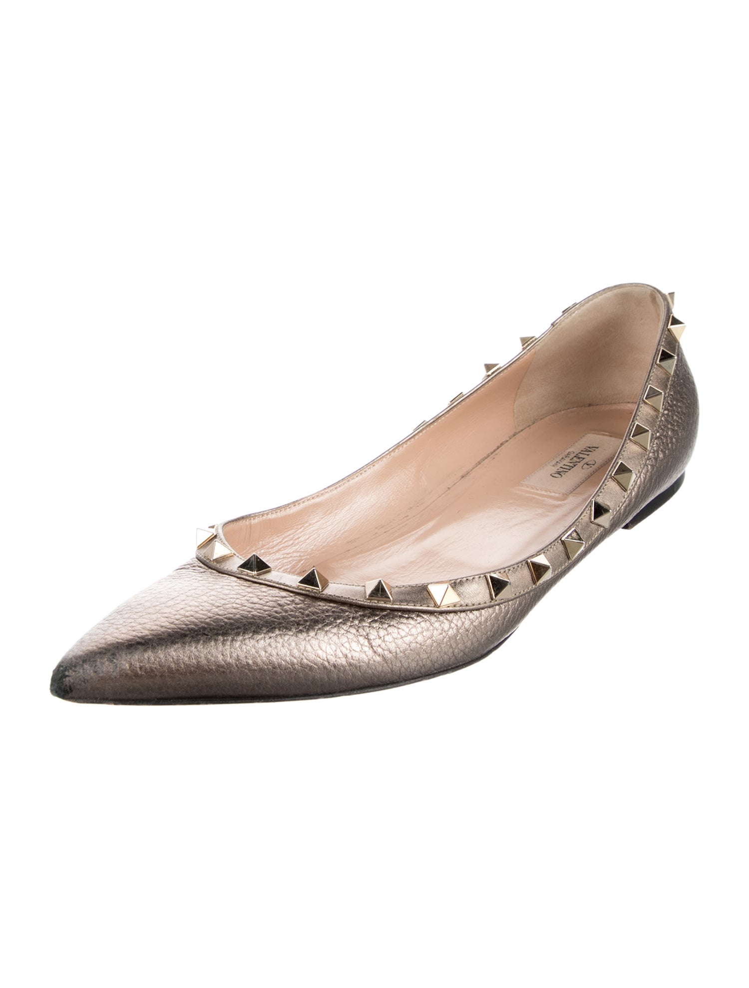 Valentino Rockstud Accents Leather Ballet Flats