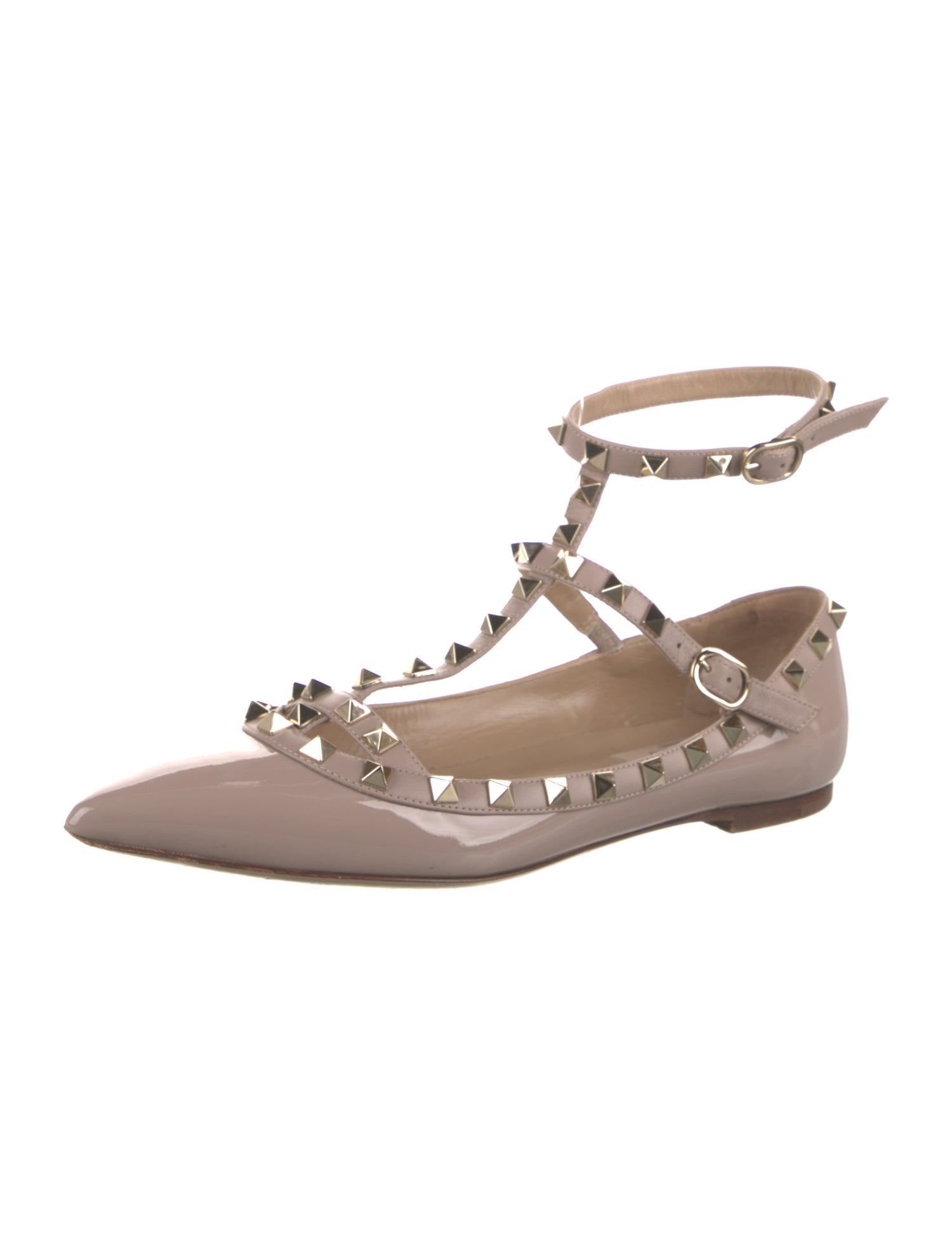 Valentino Rockstud Accents Patent Leather Ballet Flats