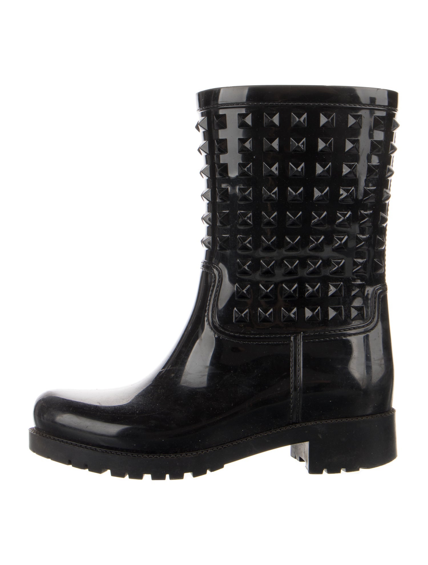 Valentino Rockstud Accents Rubber Rain Boots