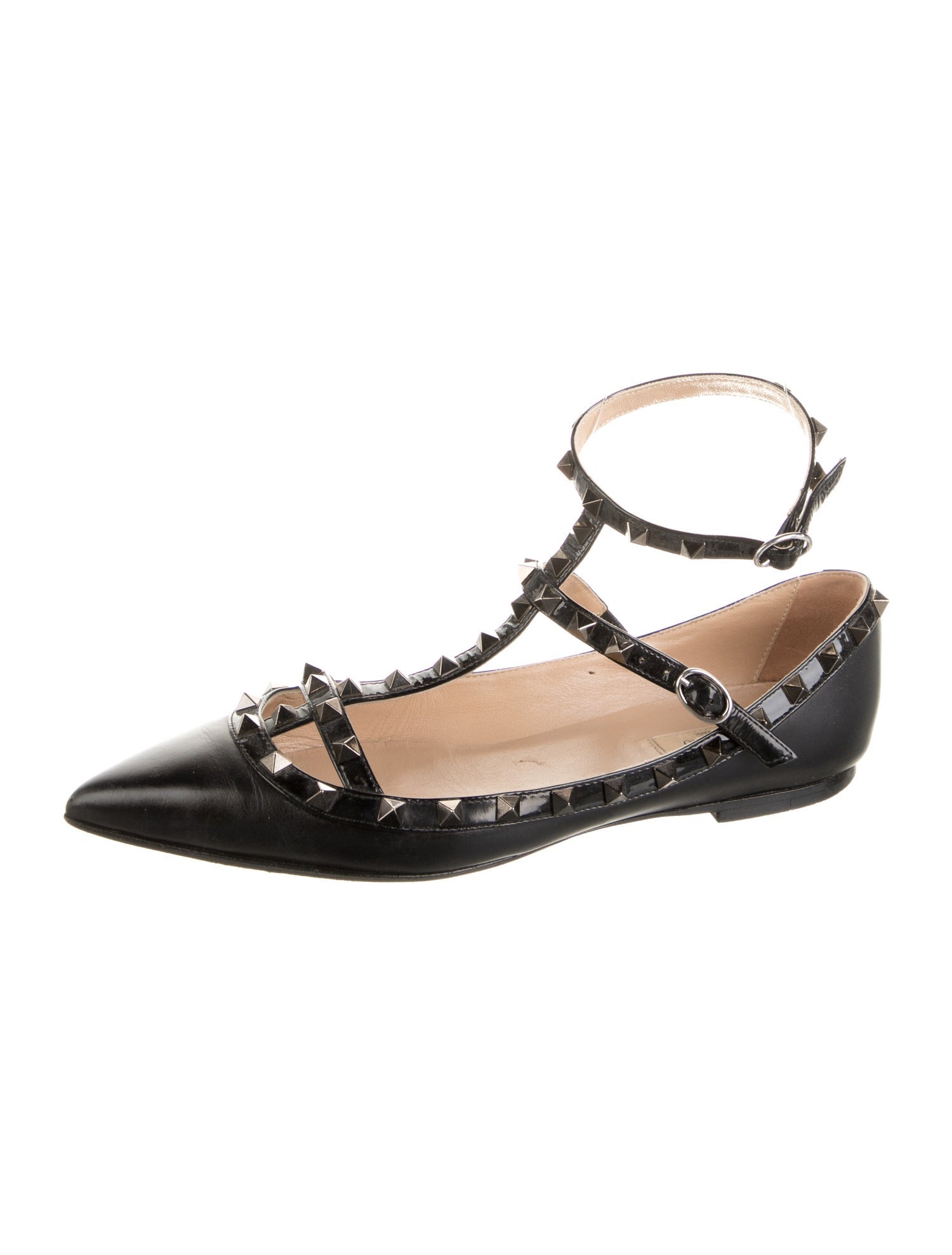 Valentino Rockstud Accents Leather Ballet Flats