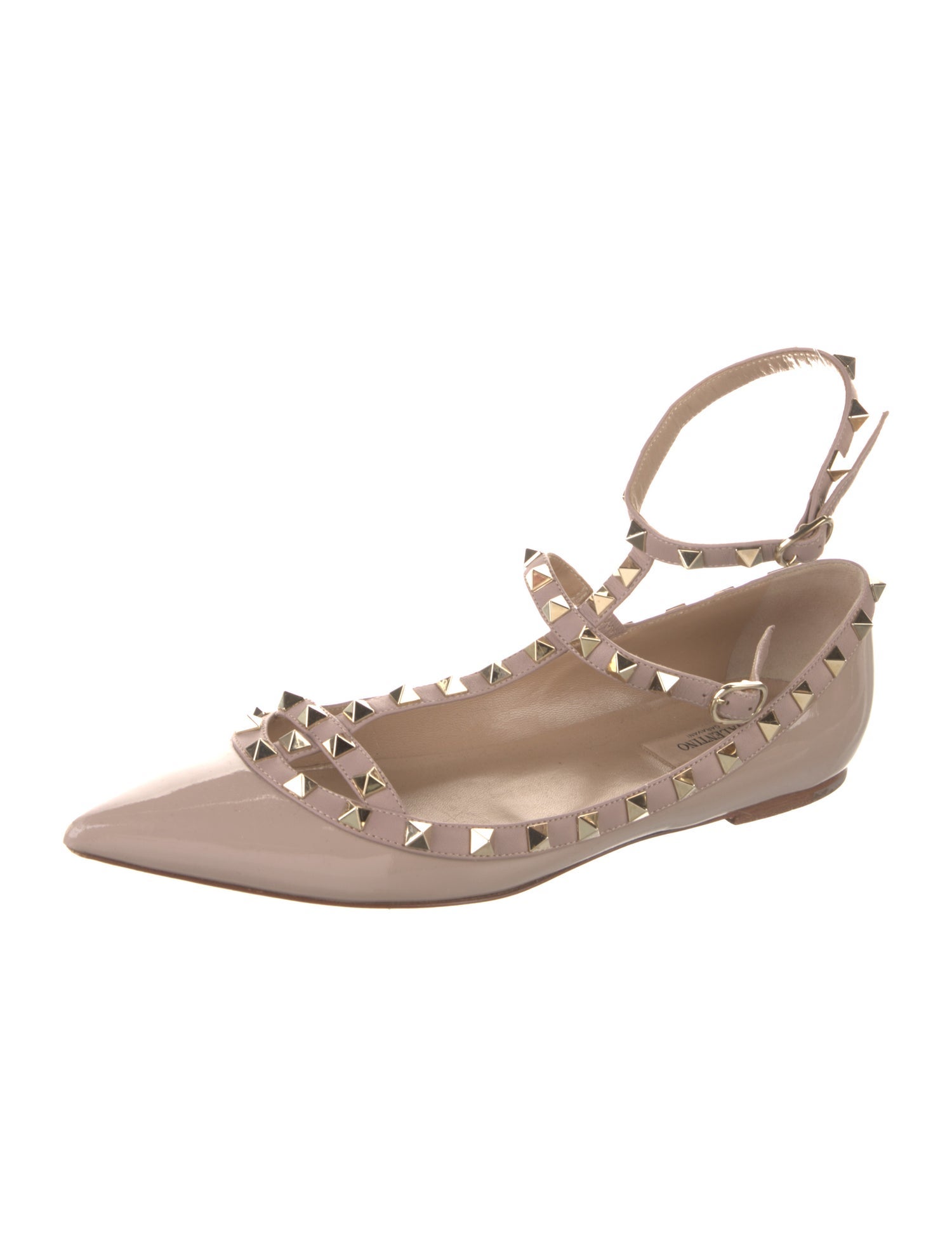 Valentino Rockstud Accents Patent Leather Ballet Flats