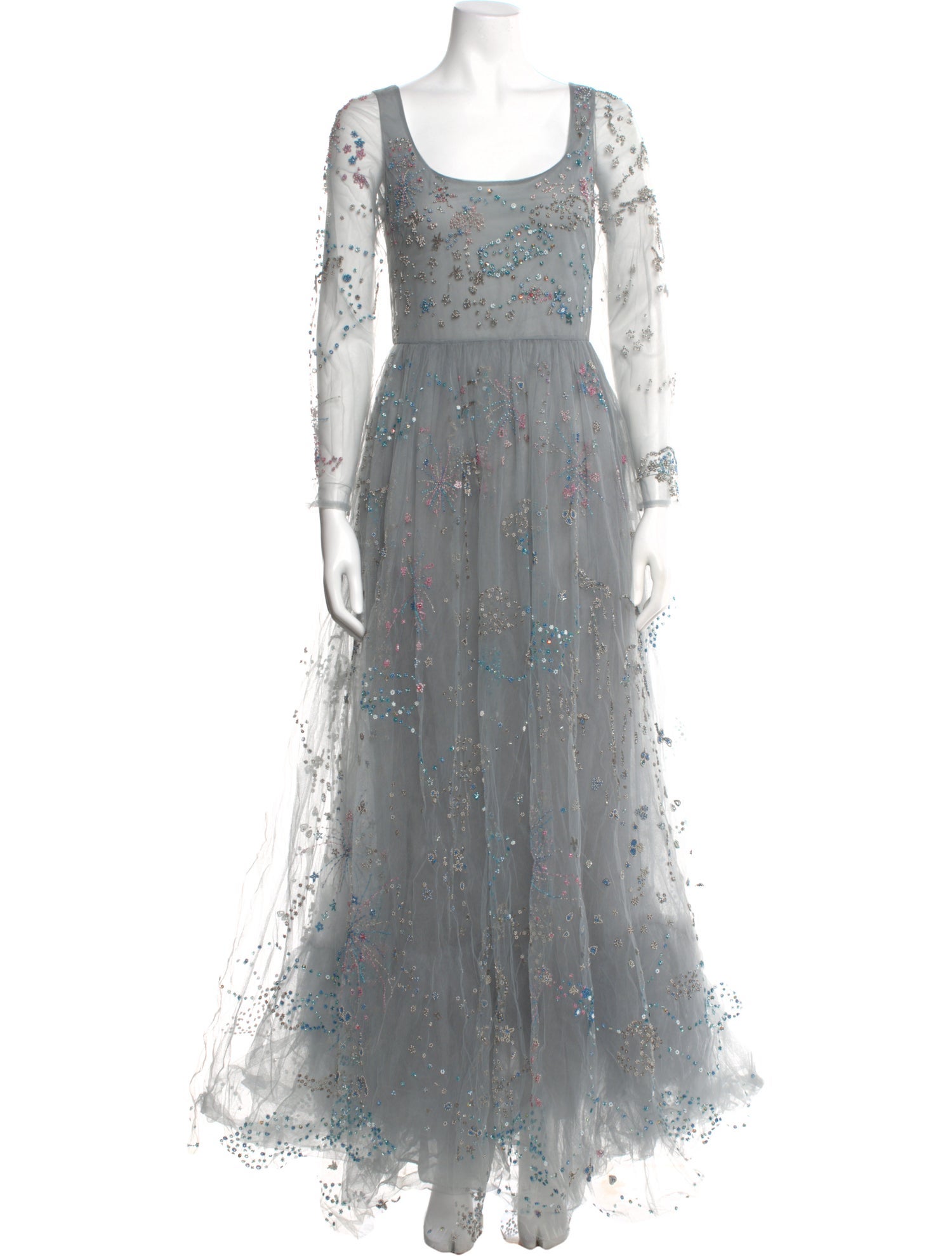 valentino blue lace dress Valentino Blue Lace Crew Neck Dress M Valentino