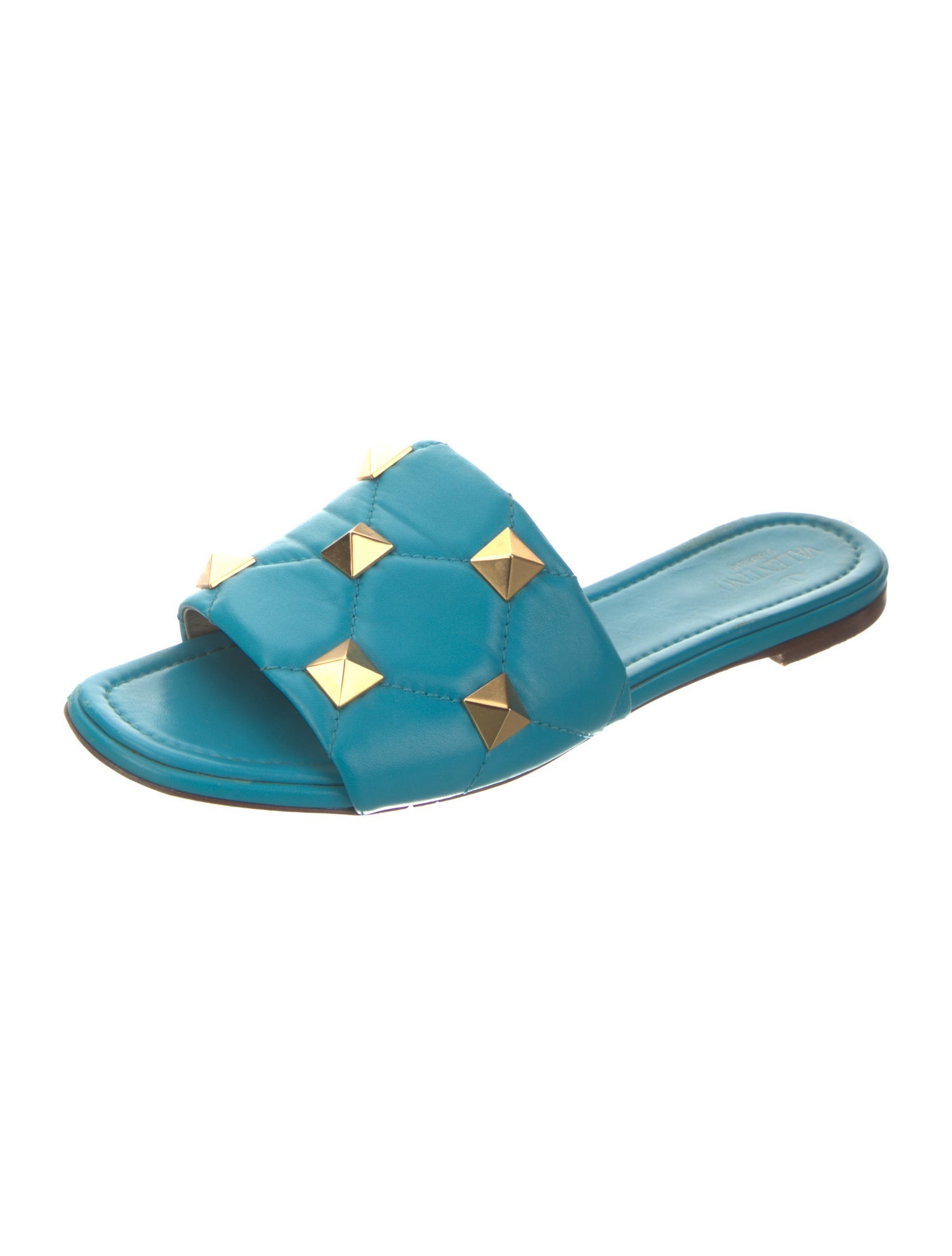 Valentino Rockstud Accents Leather Slides
