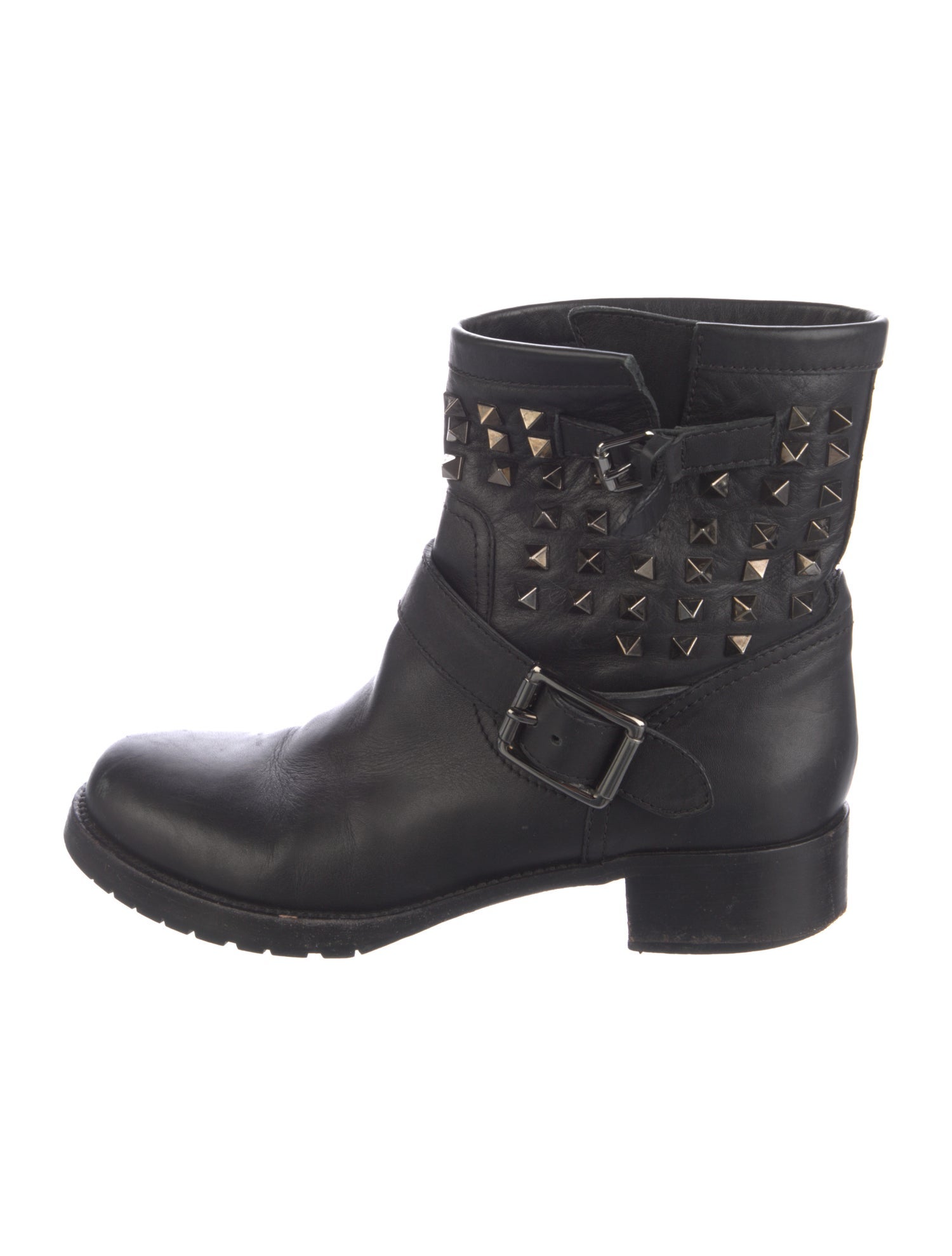 Valentino Rockstud Accents Leather Moto Boots