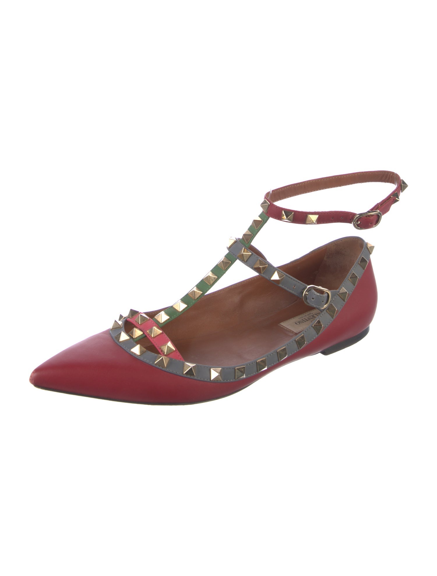 Valentino Rockstud Accents Leather Ballet Flats