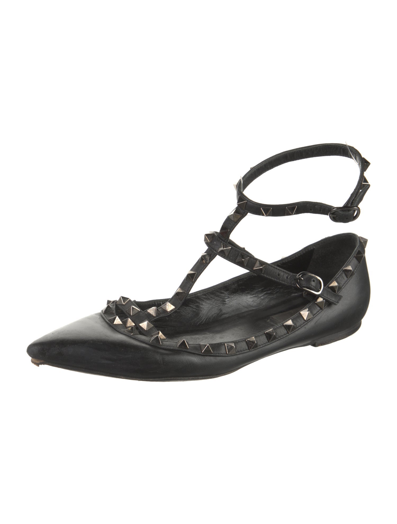 Valentino Rockstud Accents Leather Ballet Flats