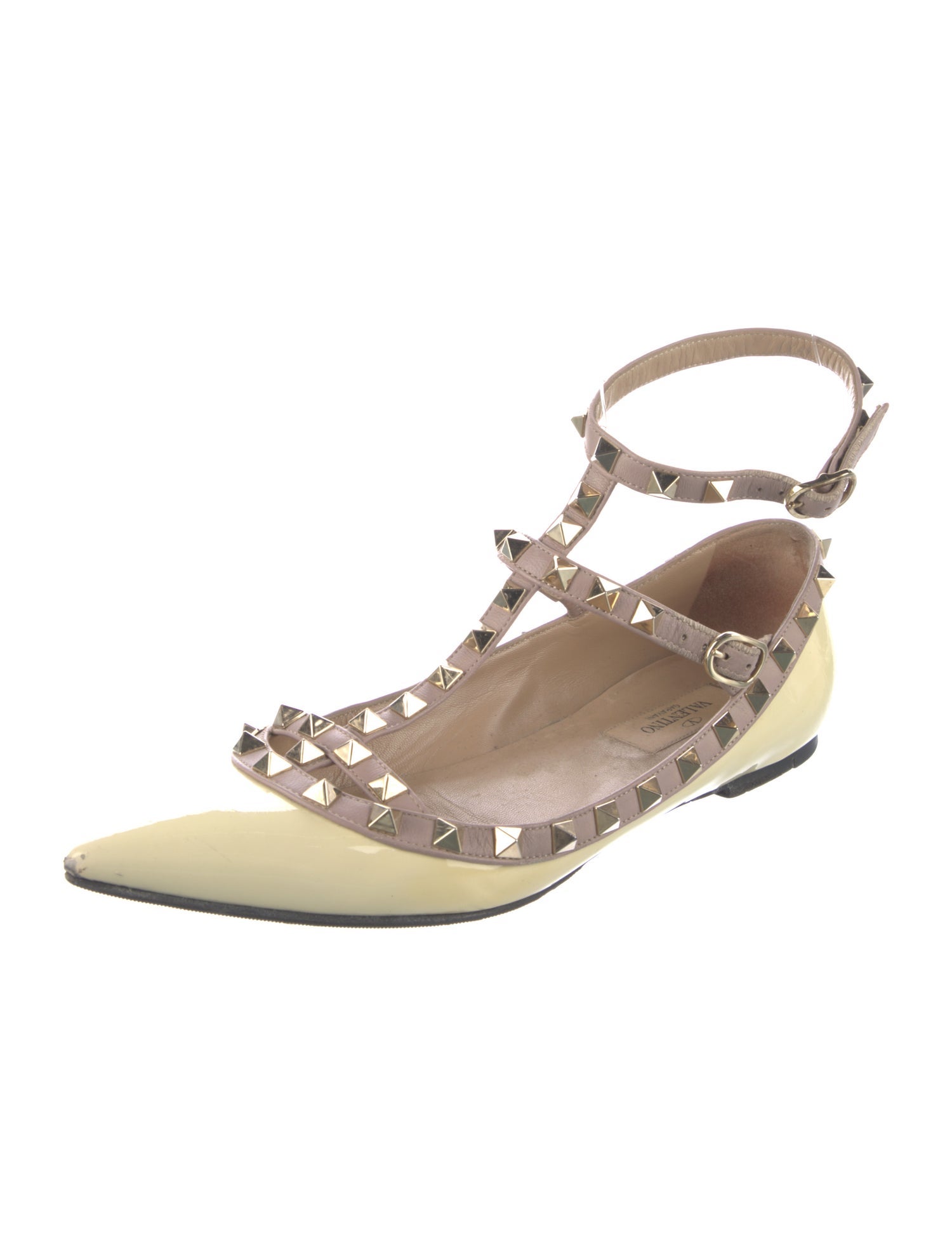 Valentino Rockstud Accents Patent Leather Flats