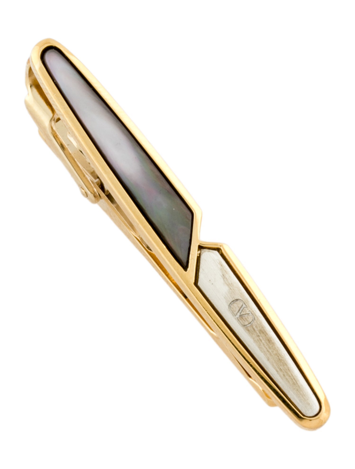 Valentino Two-Tone Mother Of Pearl Tie Clip
