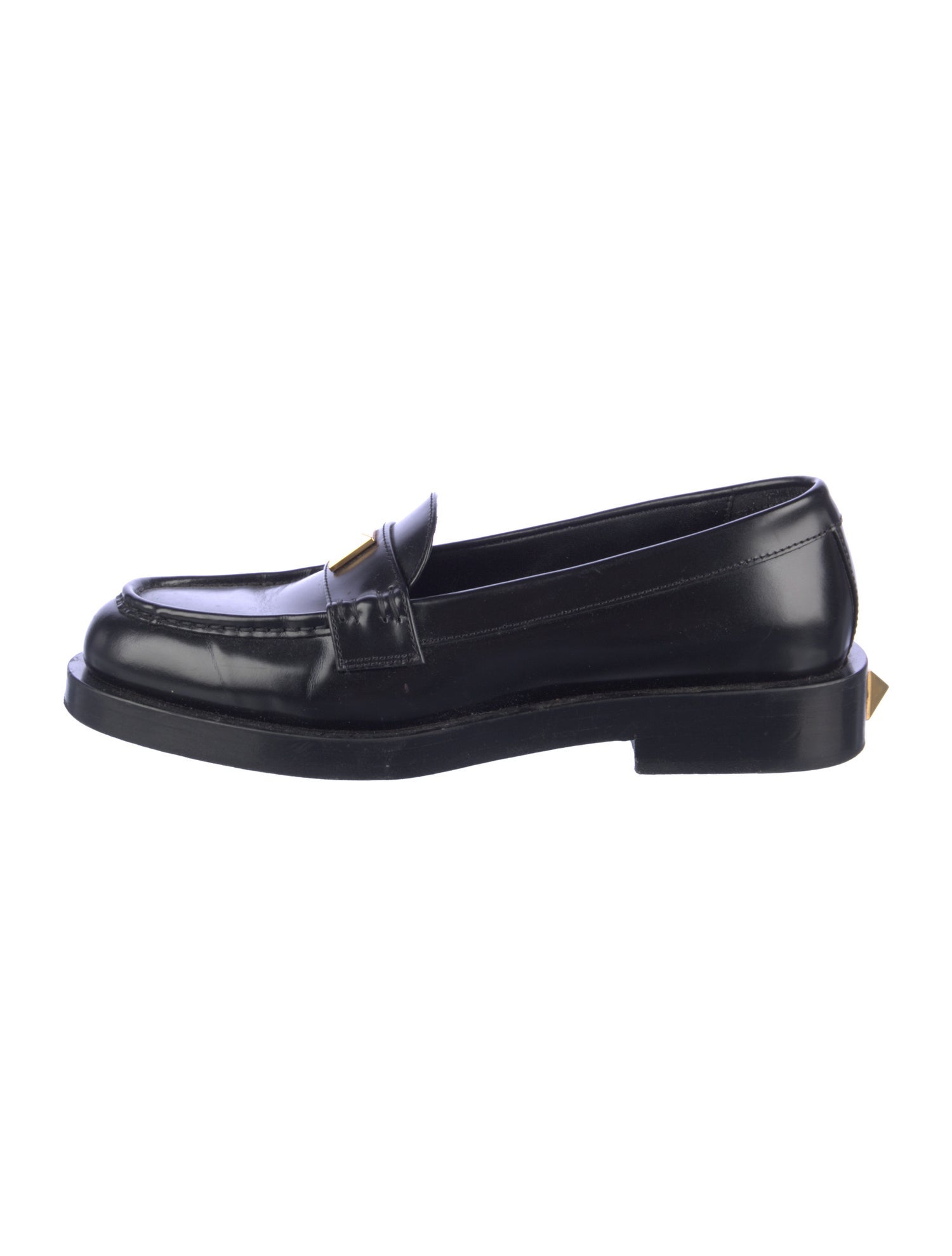 Valentino Rockstud Accents Leather Loafers